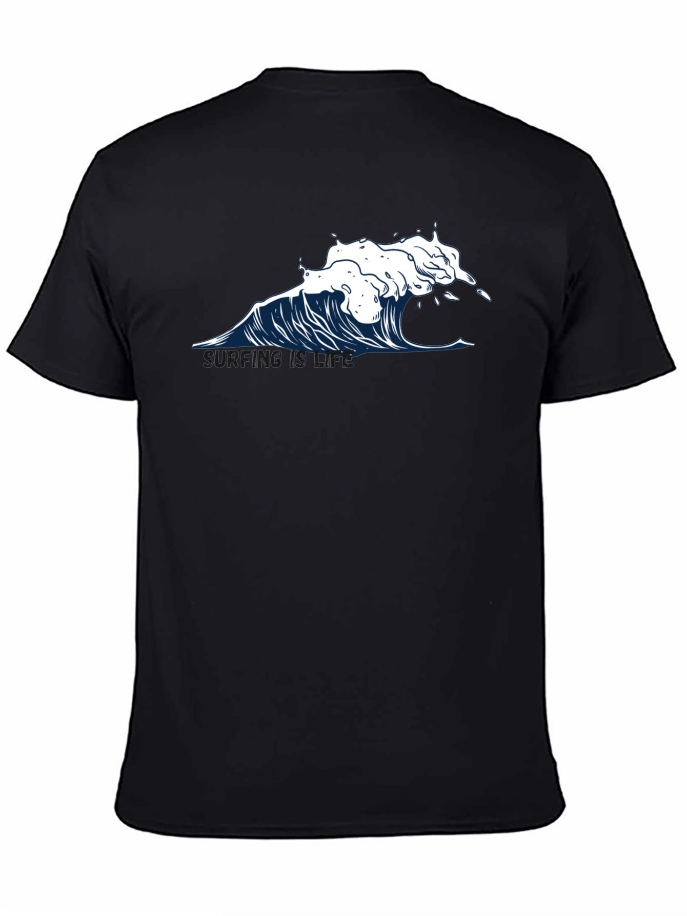 Wave Graphic T-Shirt - Black Cotton Tee