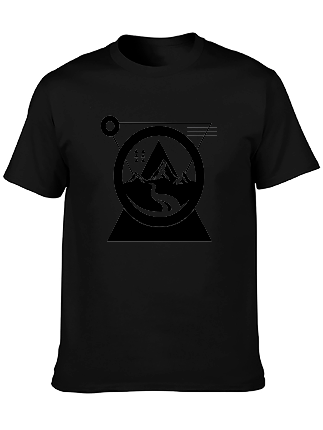 Geometric Mountain Graphic Black T-Shirt