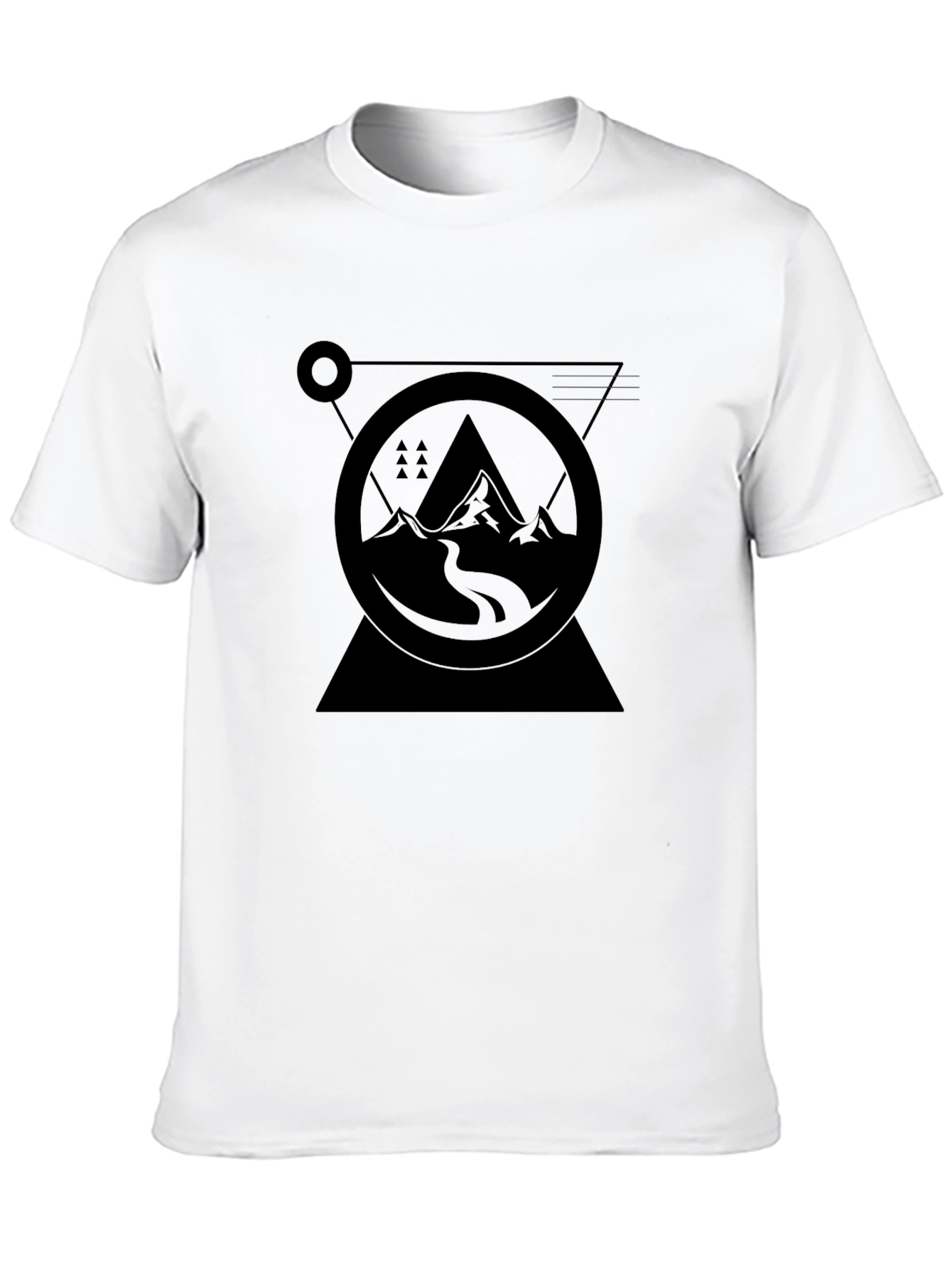 Geometric Mountain Graphic Black T-Shirt
