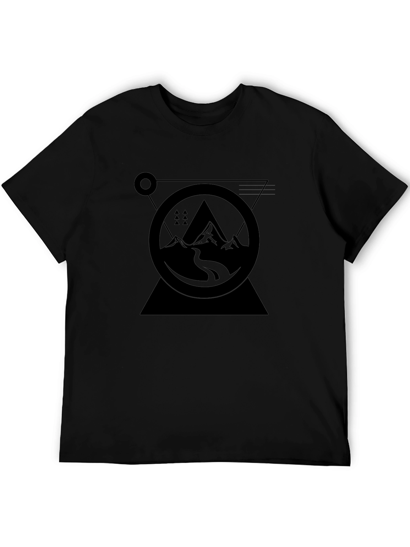 Geometric Mountain Graphic Black T-Shirt