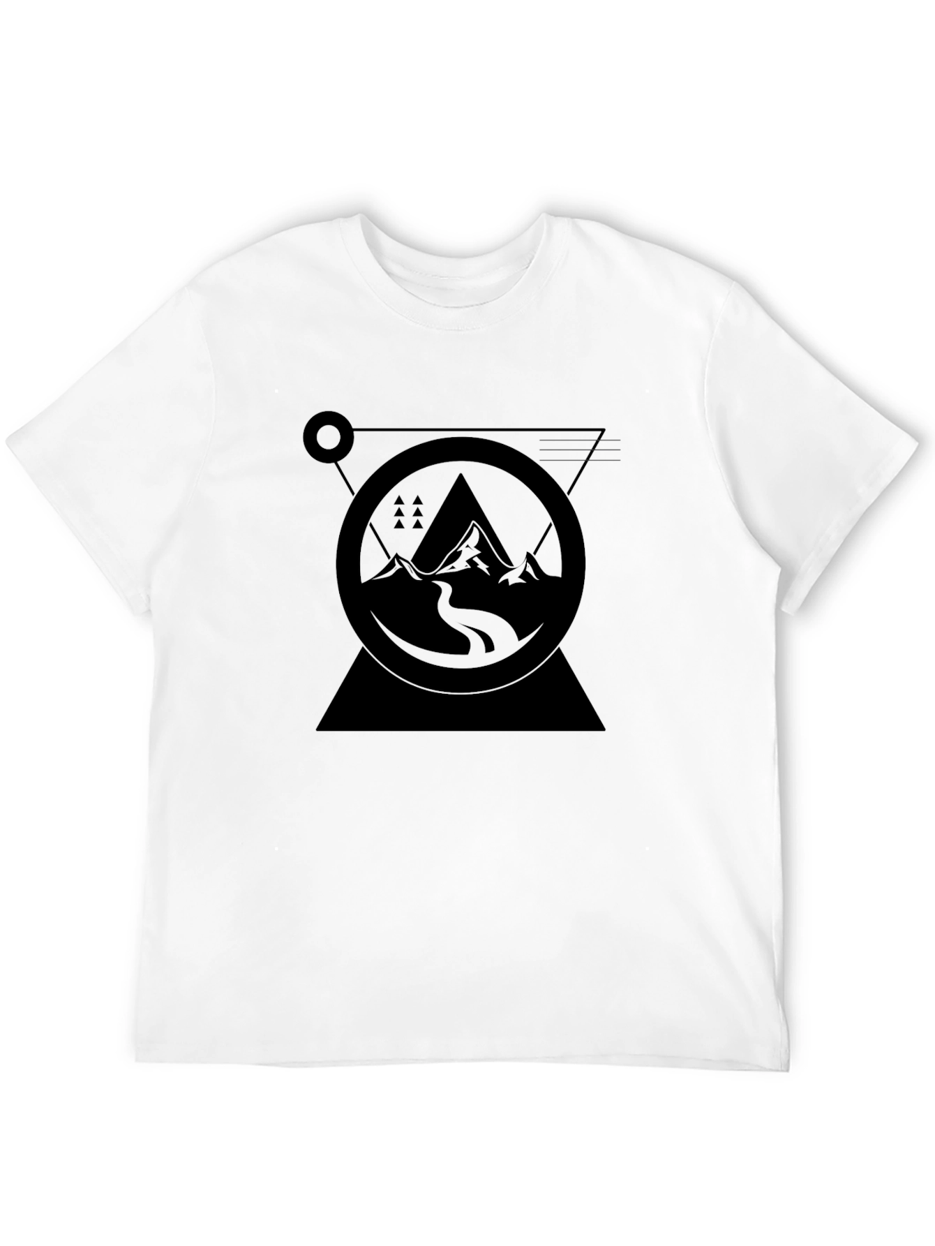 Geometric Mountain Graphic Black T-Shirt