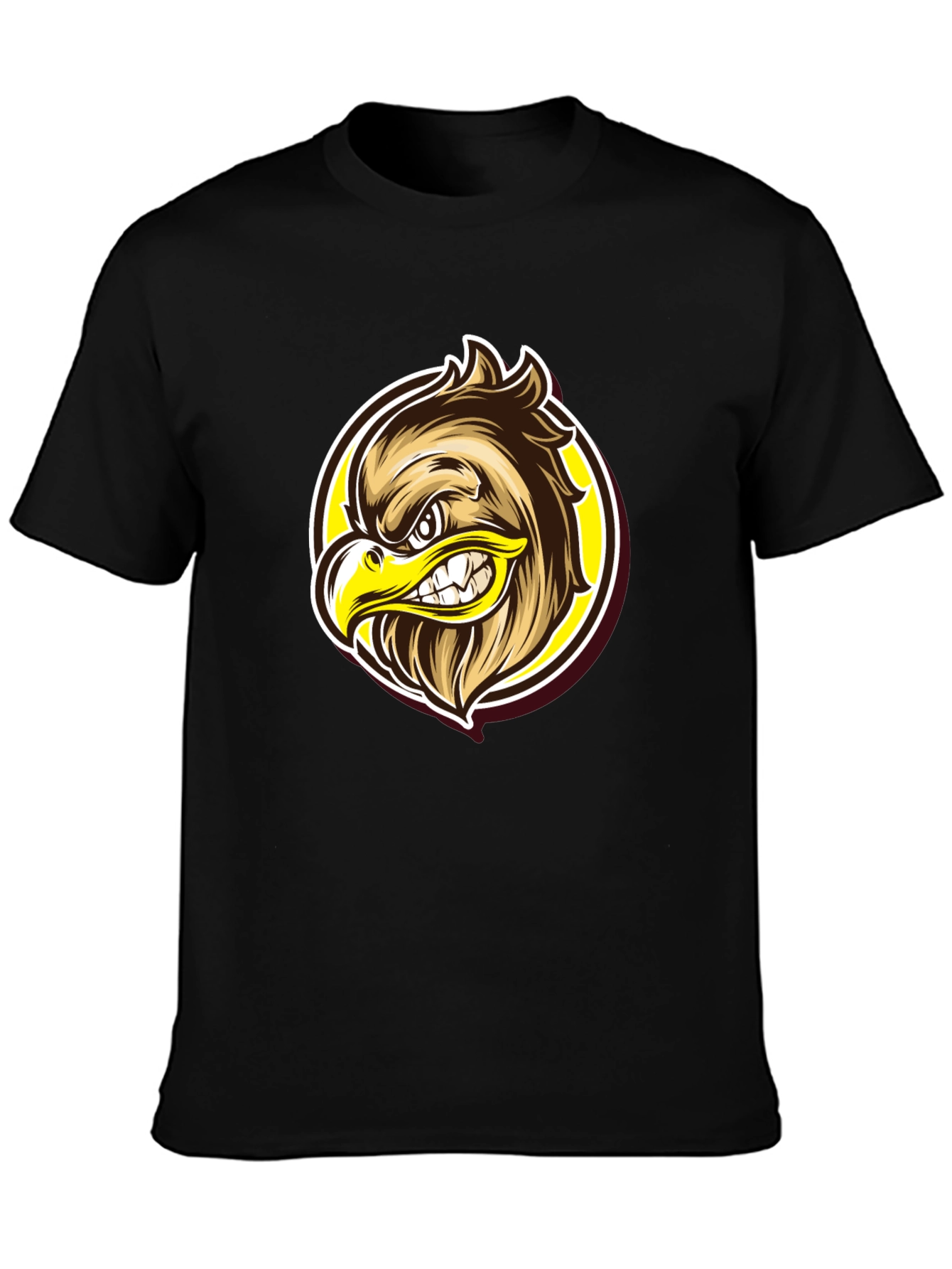 Eagle Graphic Black T-Shirt - Fierce Cartoon Design