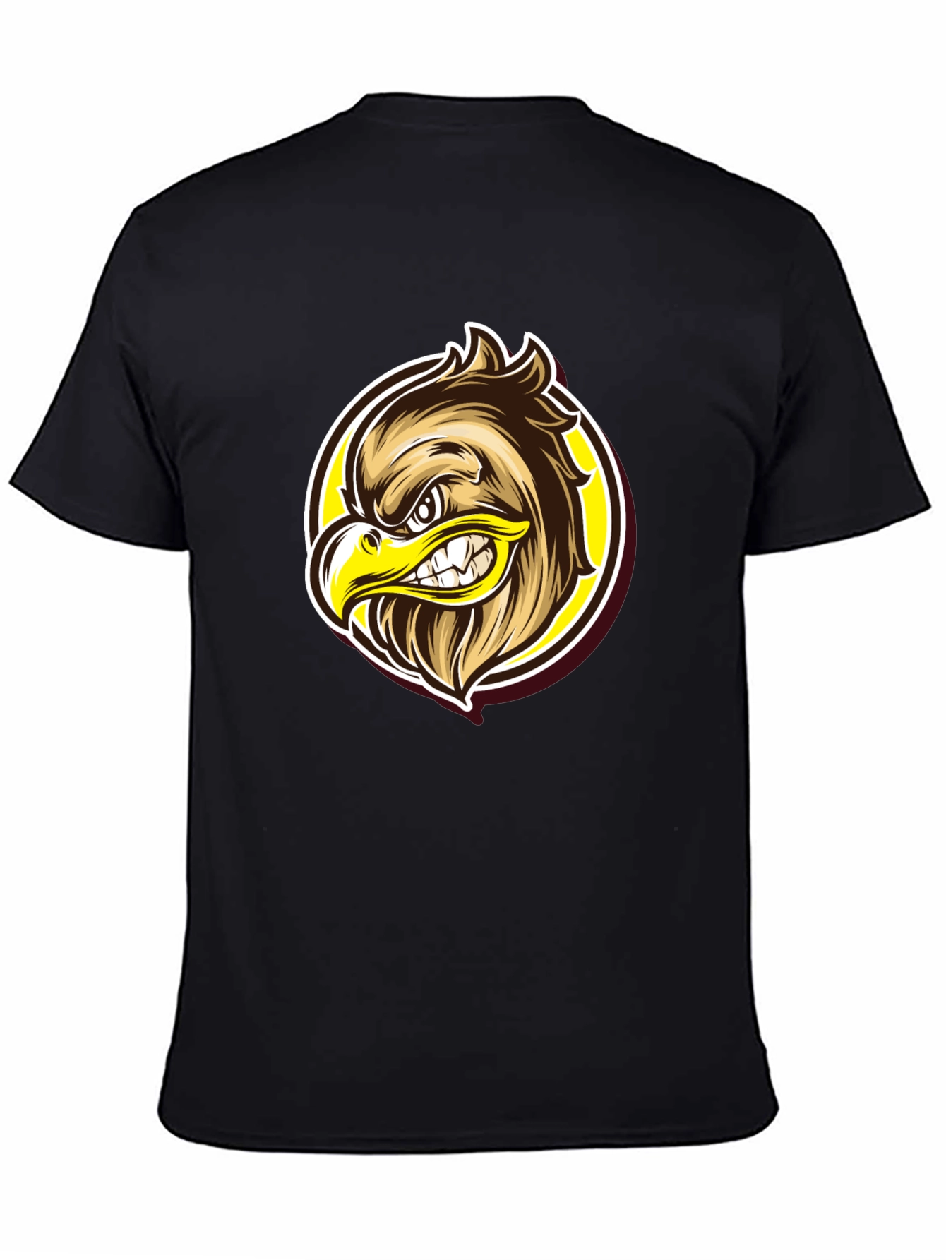 Eagle Graphic Black T-Shirt - Fierce Cartoon Design