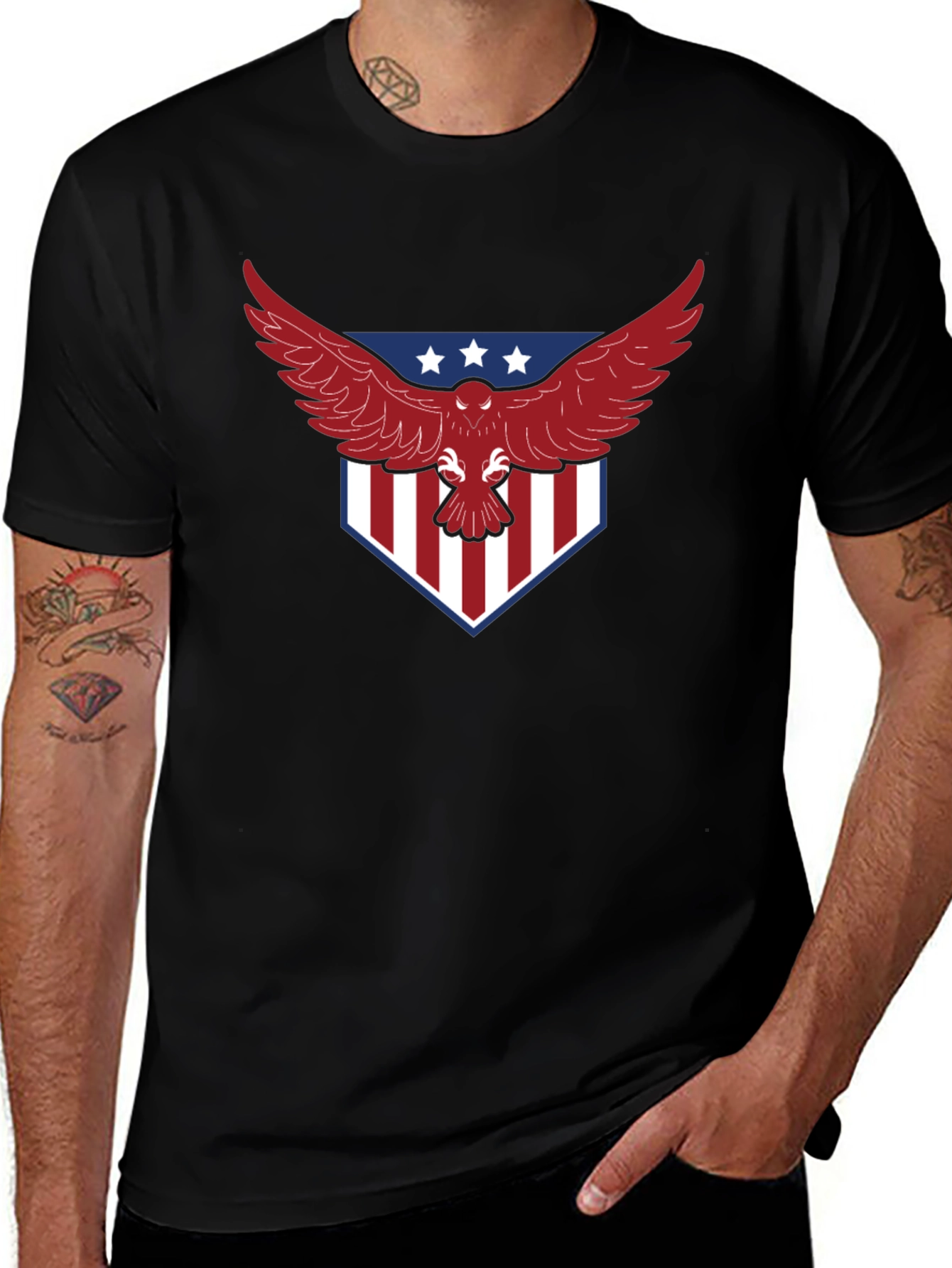 Patriotic Eagle Graphic Print T-Shirt