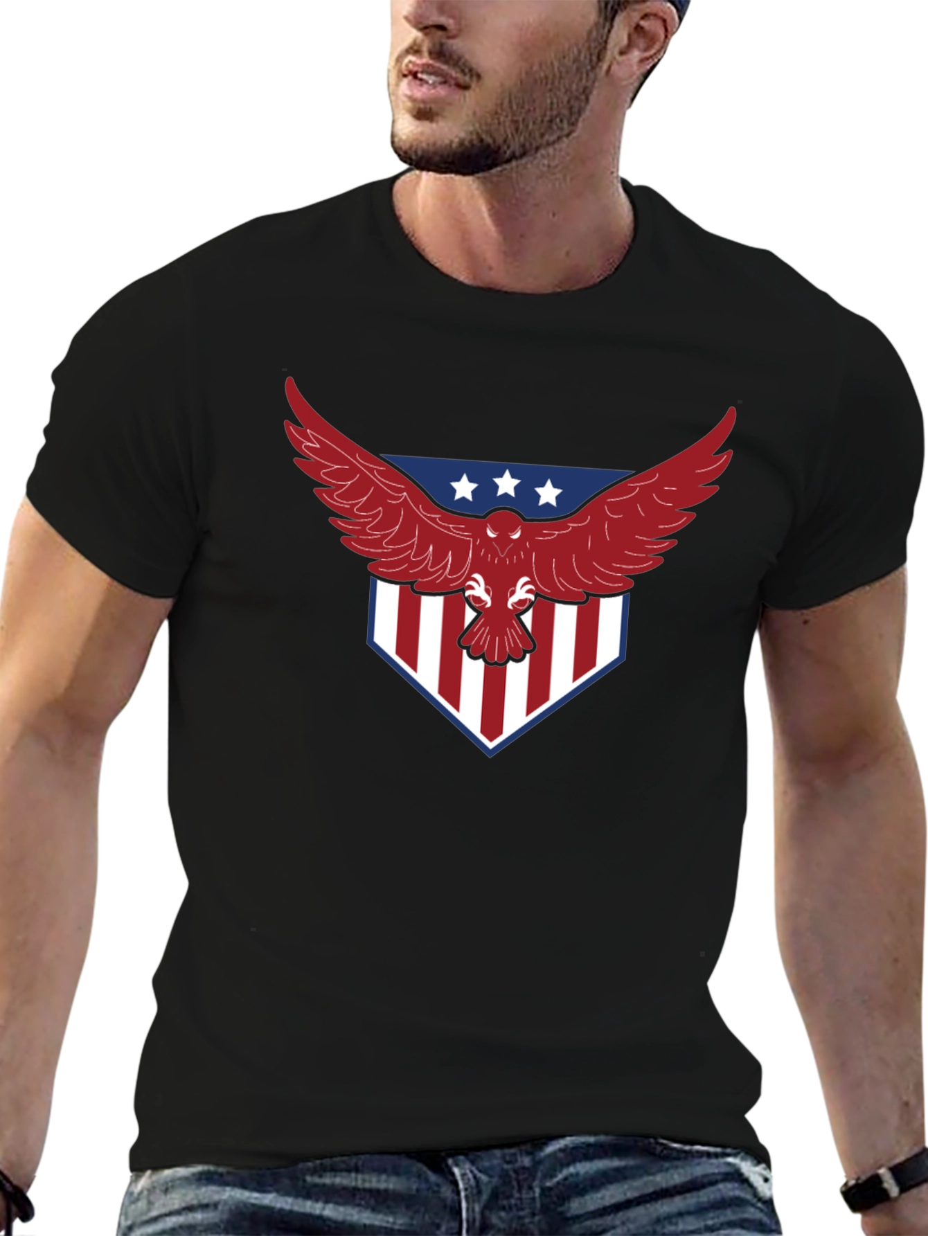 Patriotic Eagle Graphic Print T-Shirt