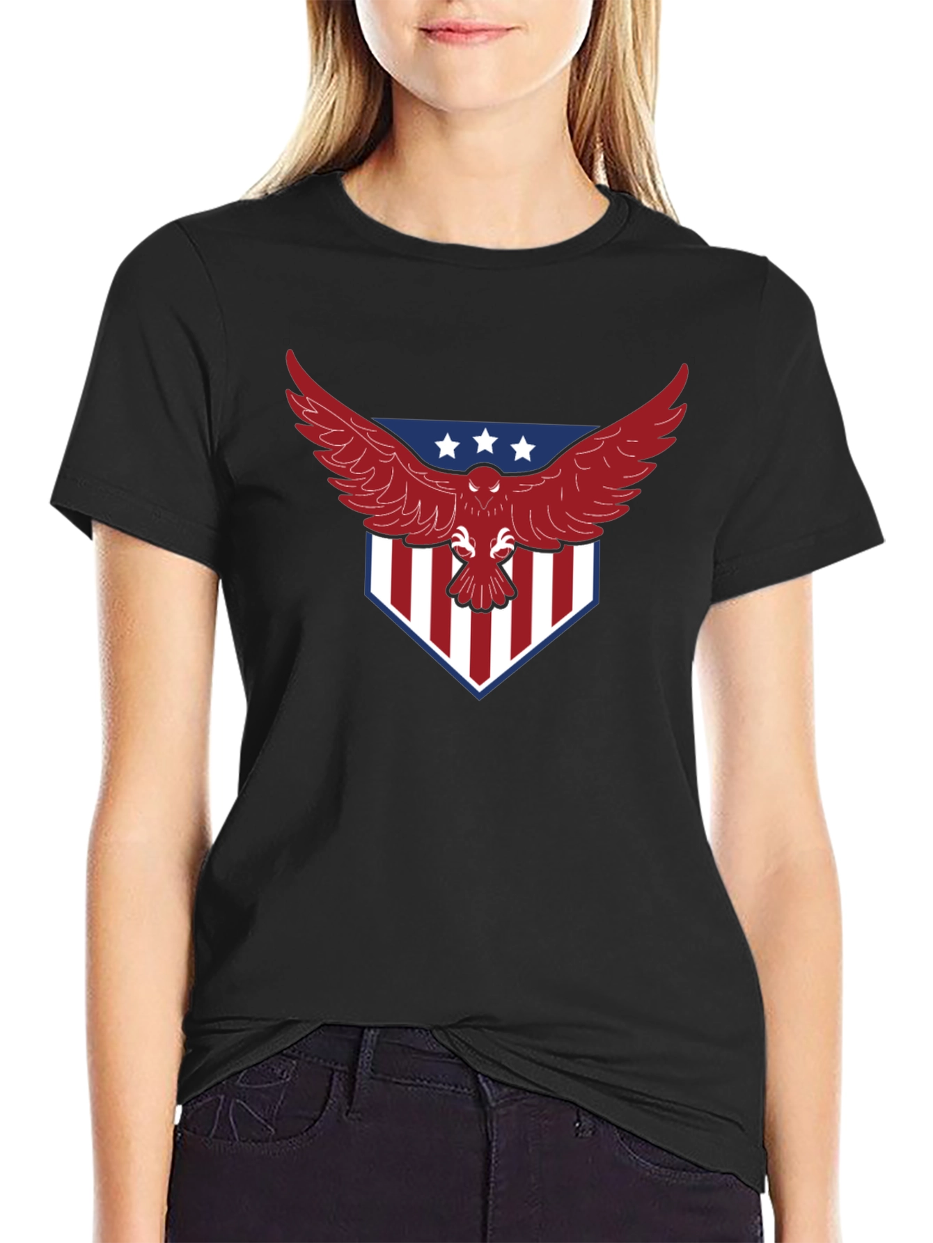 Patriotic Eagle Graphic Print T-Shirt