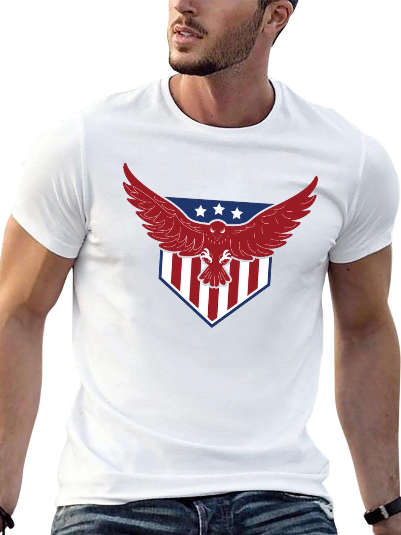 Patriotic Eagle Graphic Print T-Shirt