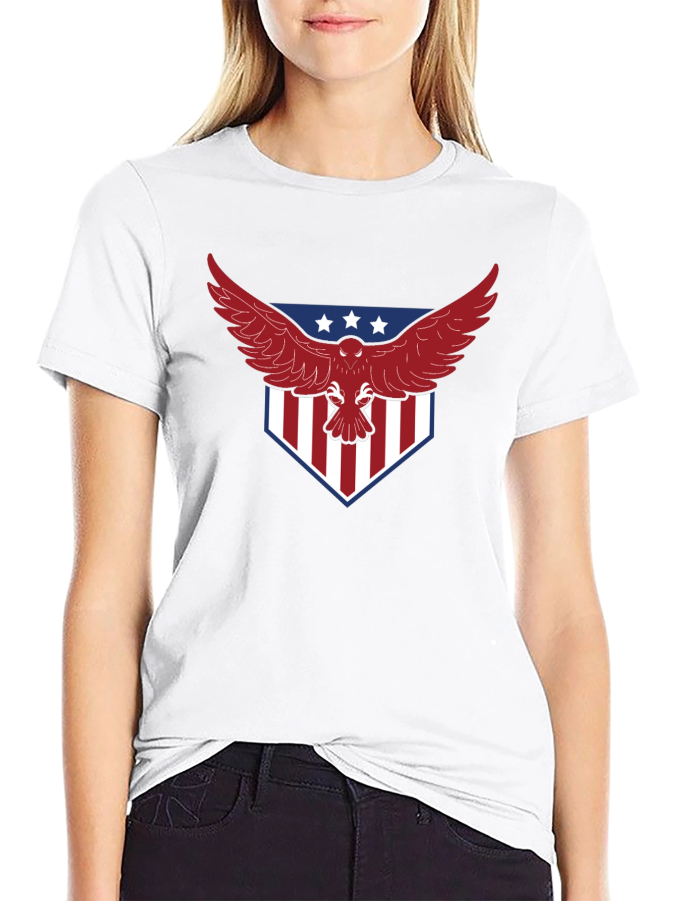 Patriotic Eagle Graphic Print T-Shirt