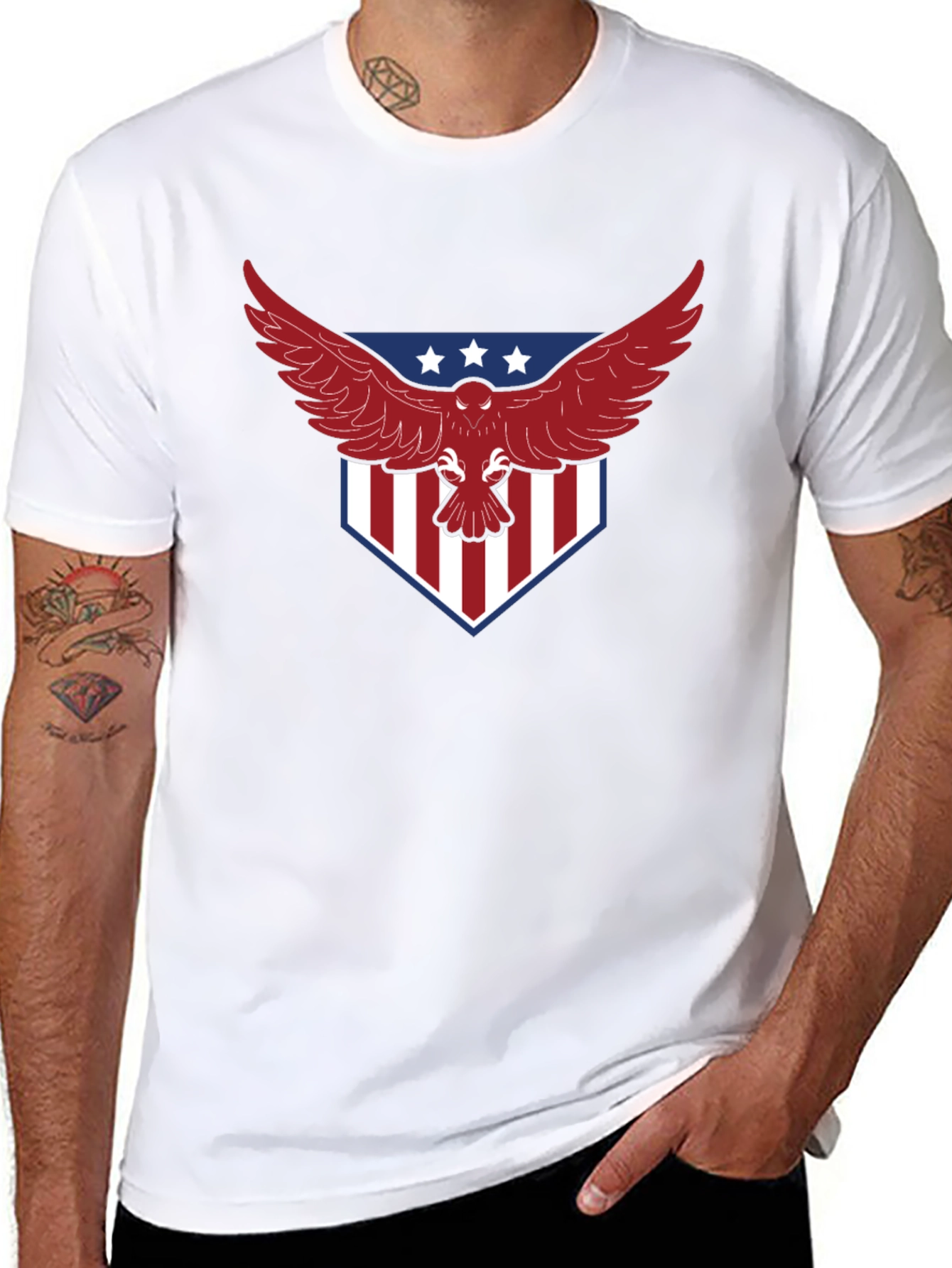 Patriotic Eagle Graphic Print T-Shirt