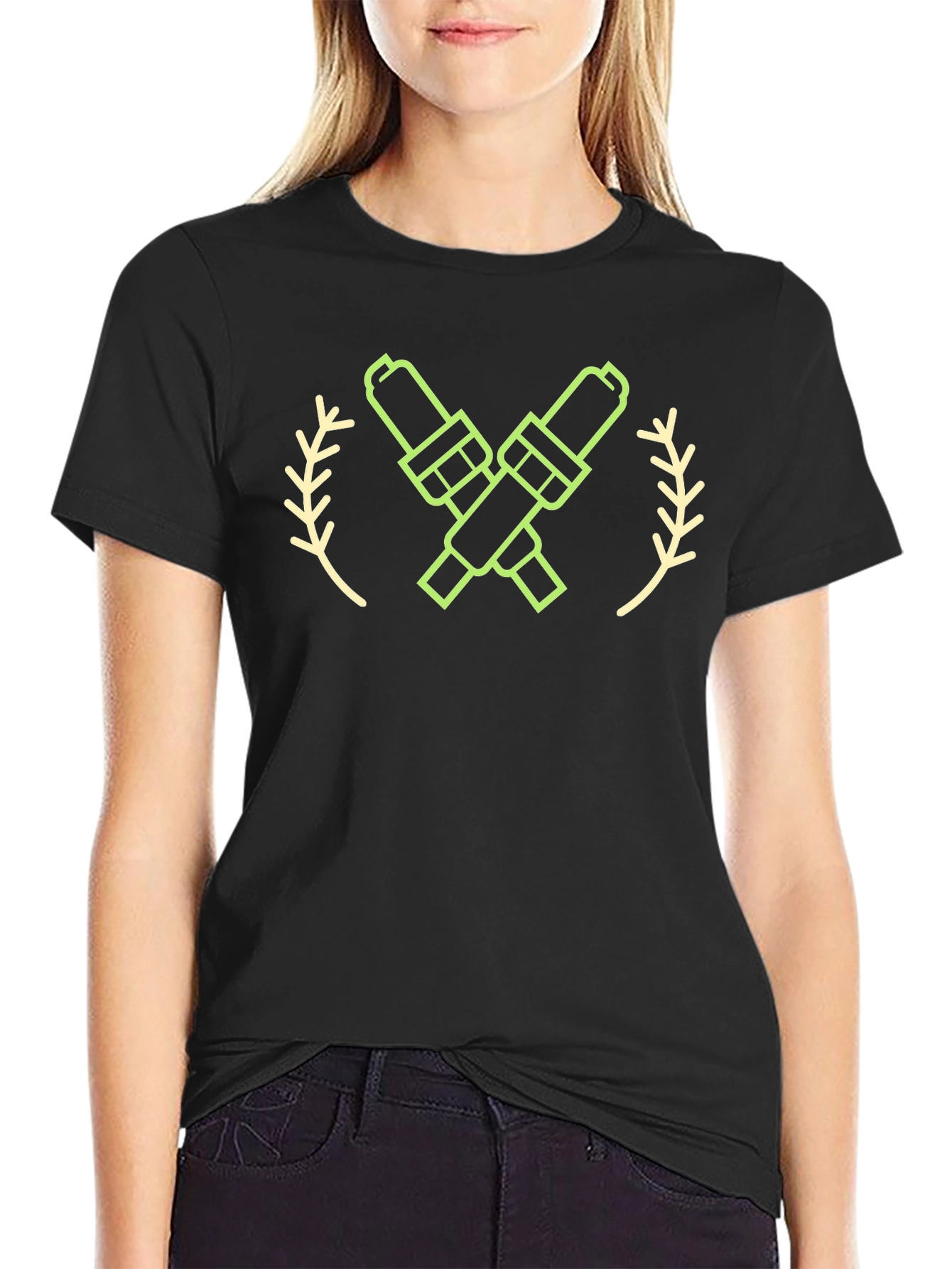 Spark Plug Graphic Tee - Black Crew Neck