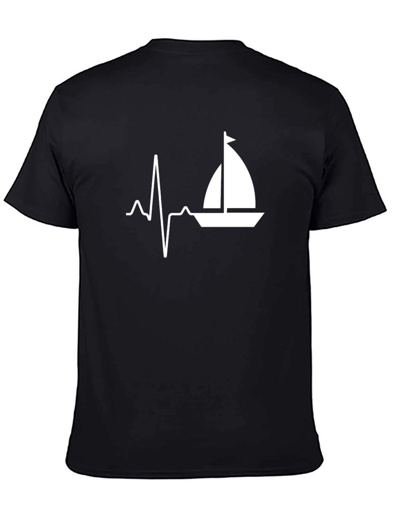 Sailboat Heartbeat Graphic Tee - Black