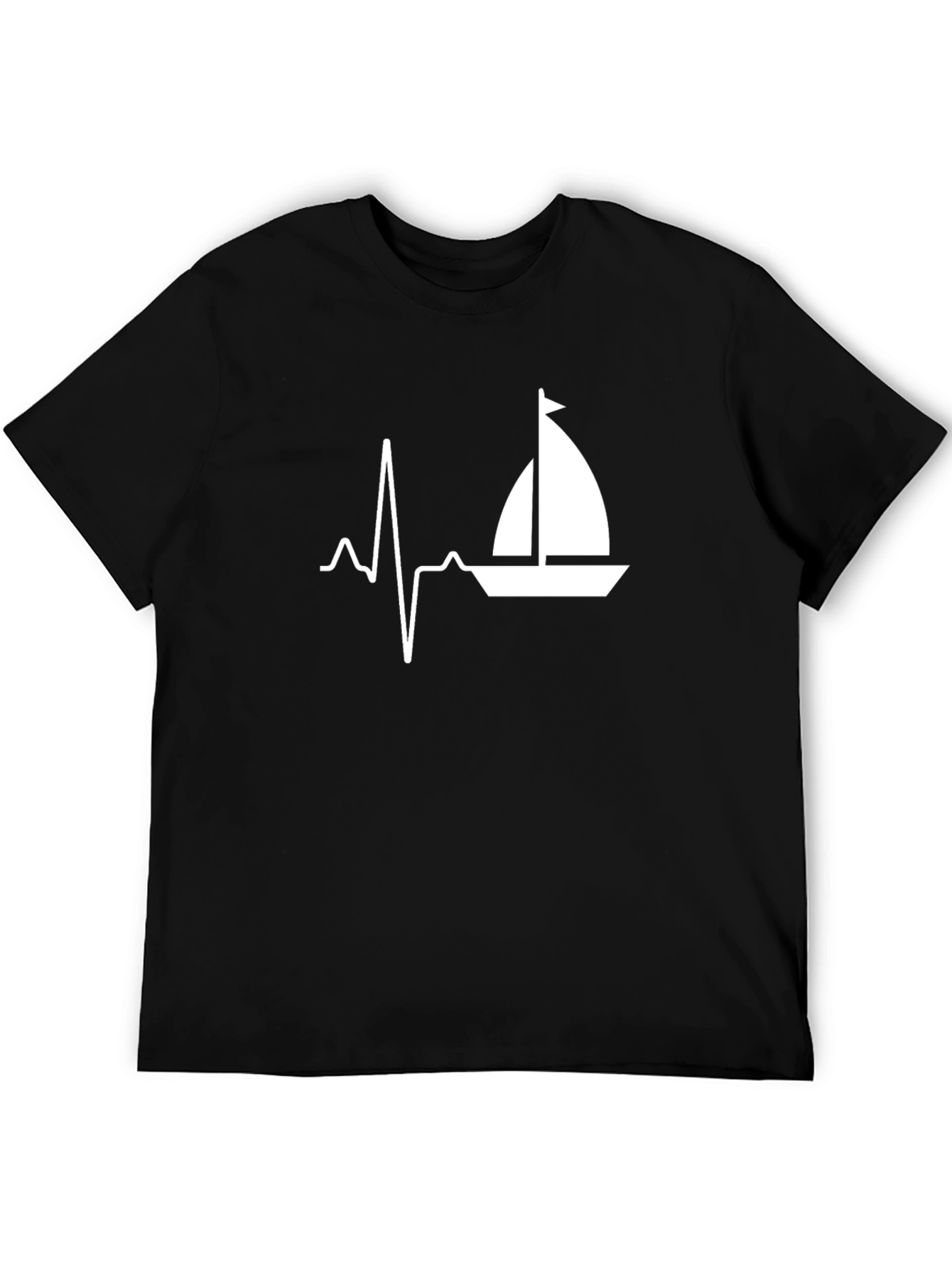 Sailboat Heartbeat Graphic Tee - Black