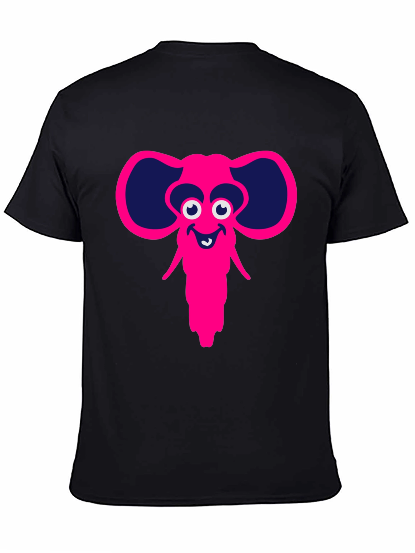 Cartoon Elephant Graphic Tee - Black