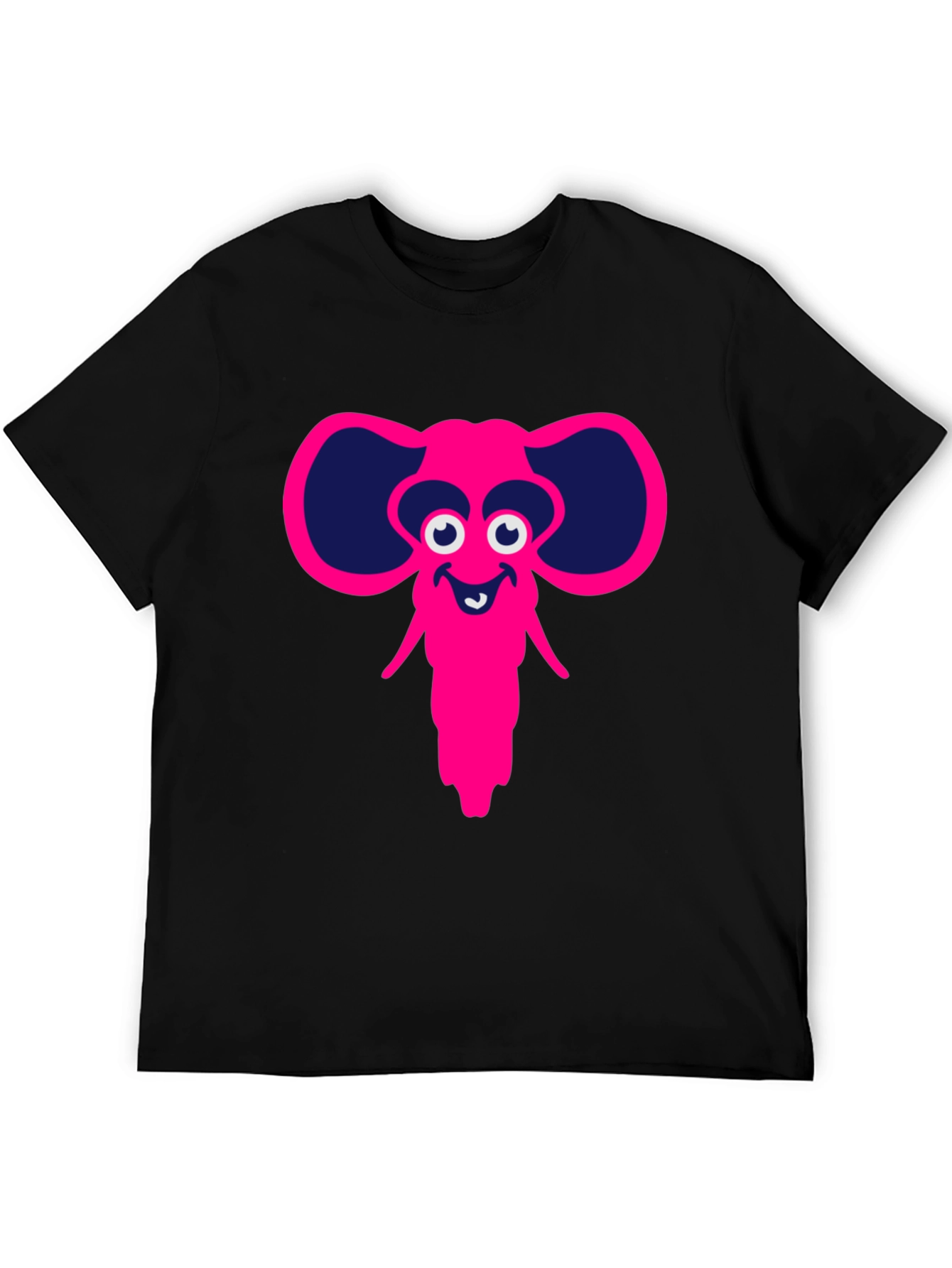 Cartoon Elephant Graphic Tee - Black