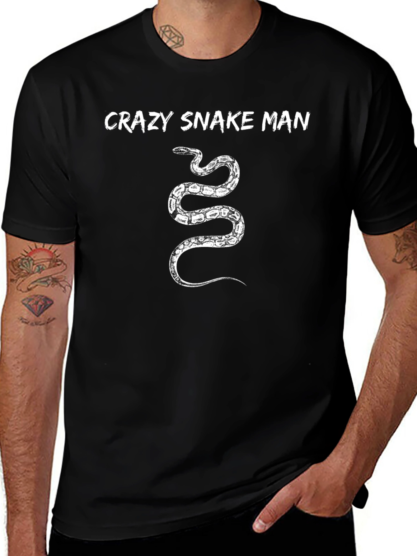 Crazy Snake Man Black T-Shirt