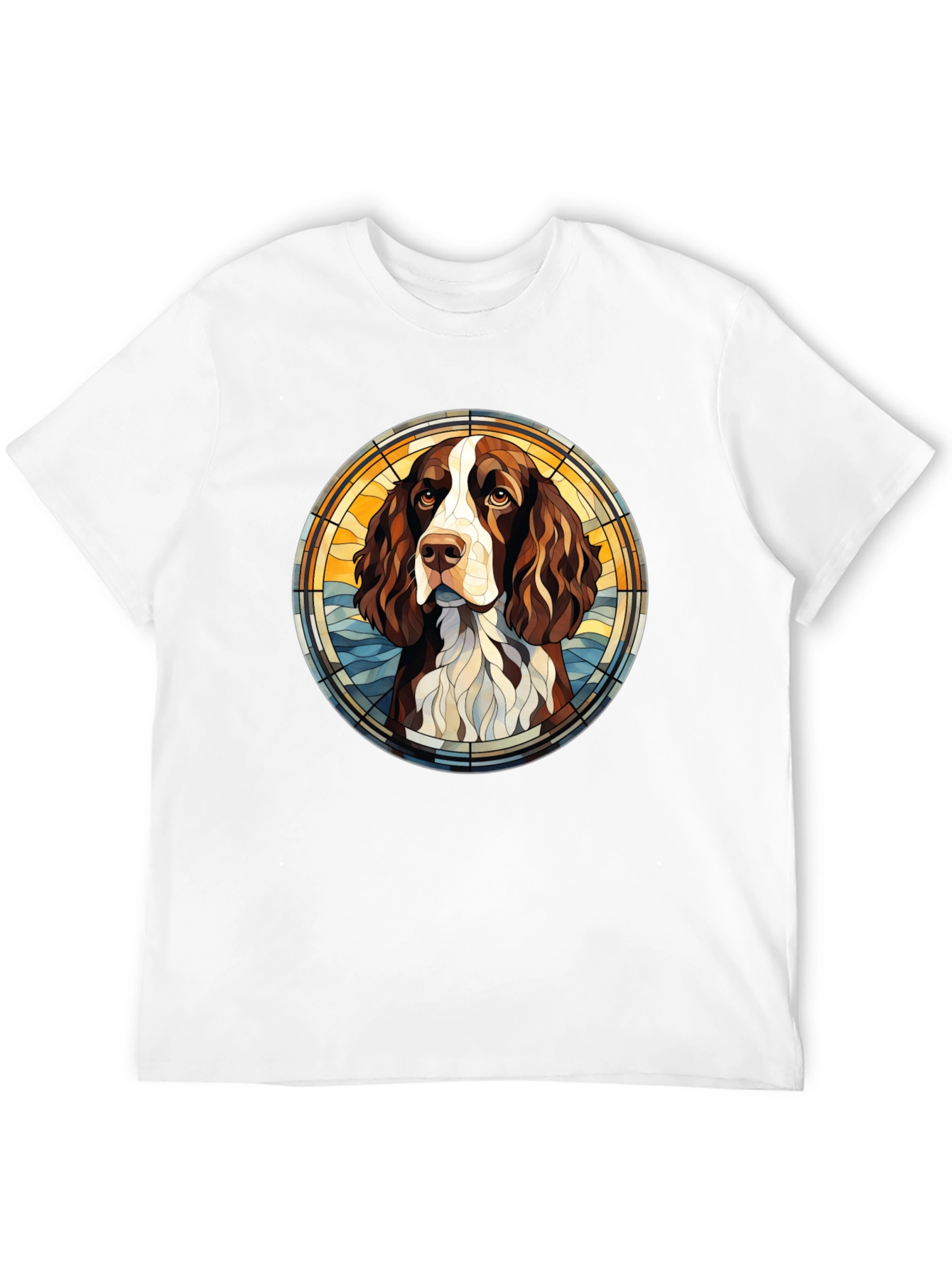 Dog Breed Art T-Shirt - Springer Spaniel Stained Glass