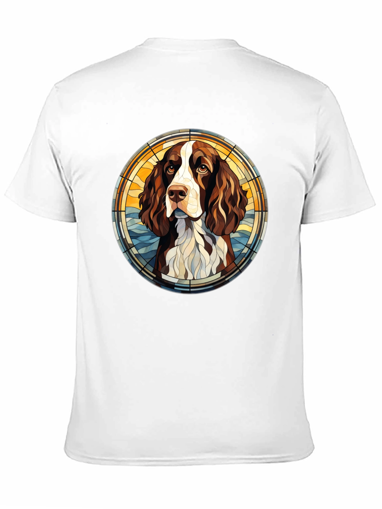 Dog Breed Art T-Shirt - Springer Spaniel Stained Glass