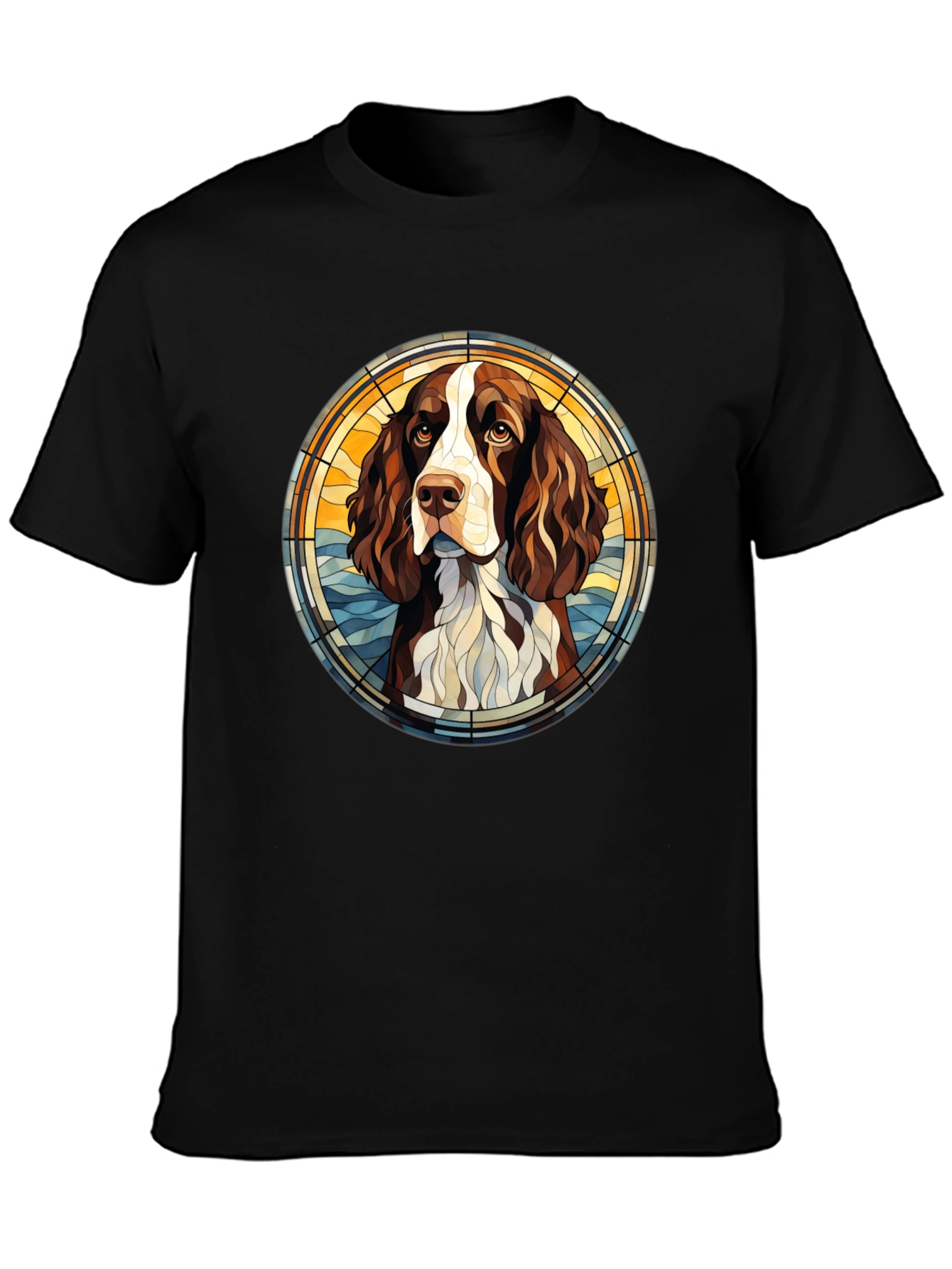 Dog Breed Art T-Shirt - Springer Spaniel Stained Glass