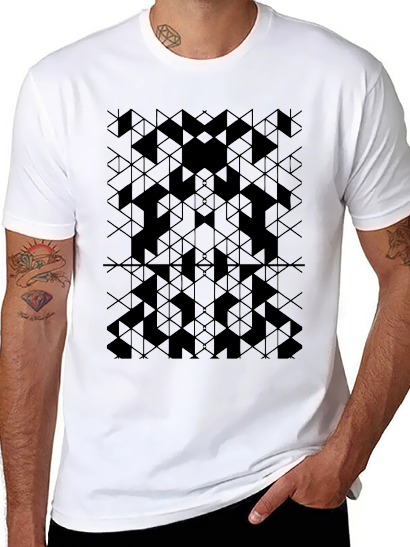 Geometric Pattern Black T-Shirt