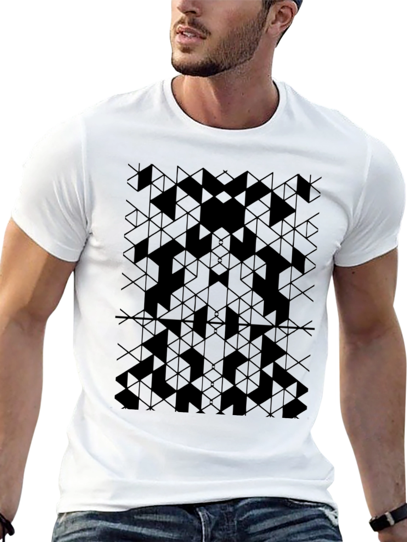 Geometric Pattern Black T-Shirt