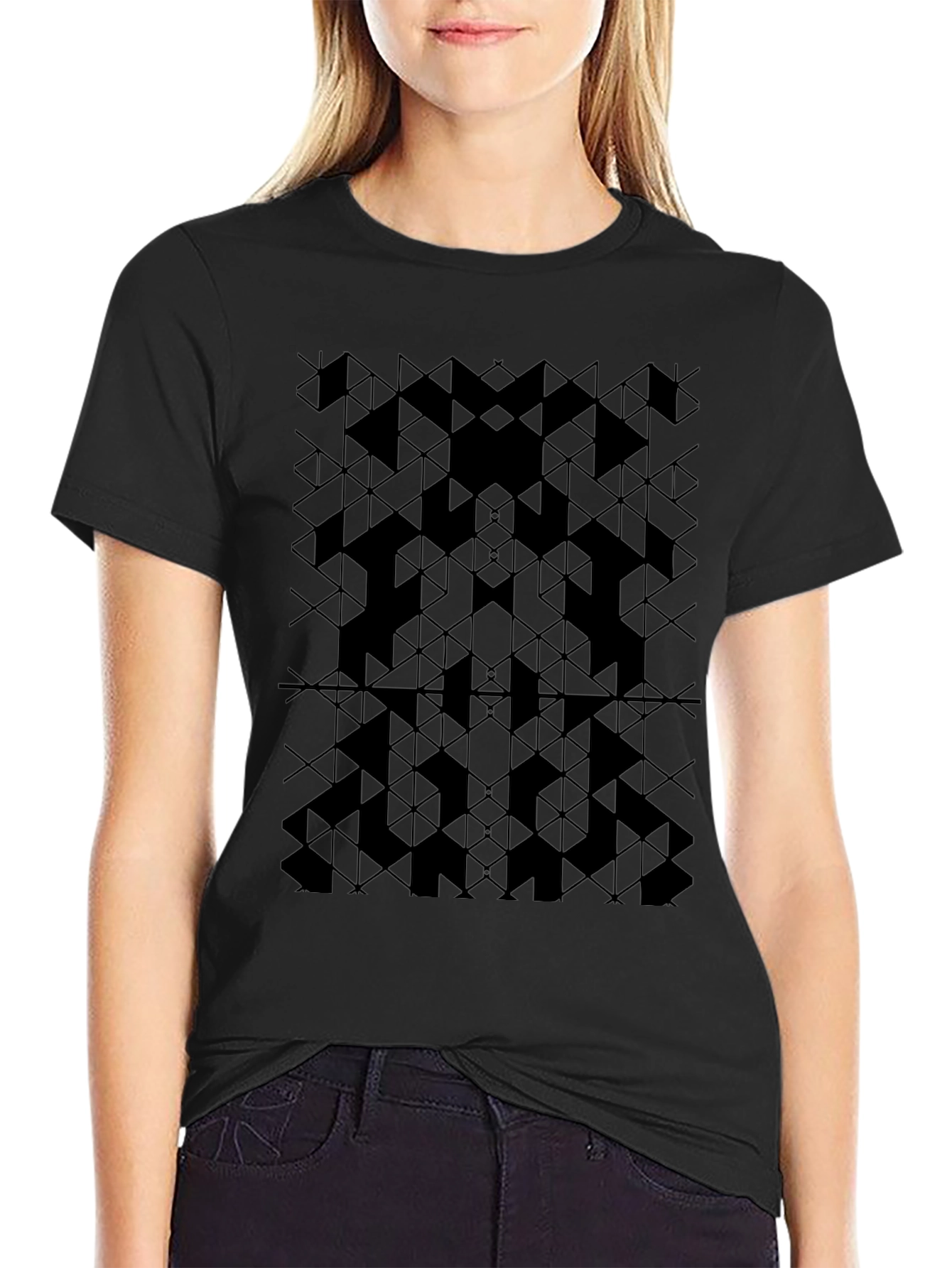 Geometric Pattern Black T-Shirt