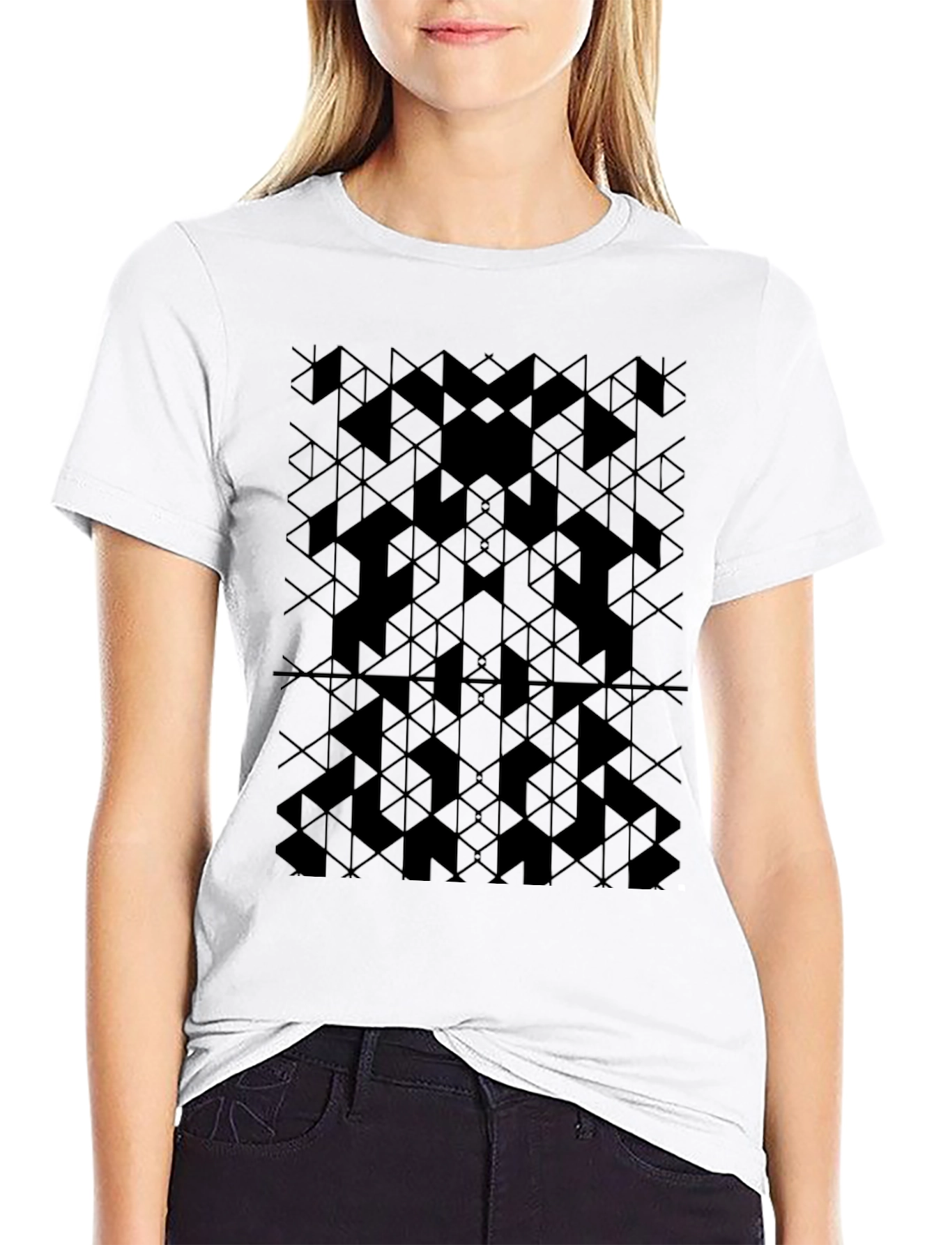 Geometric Pattern Black T-Shirt