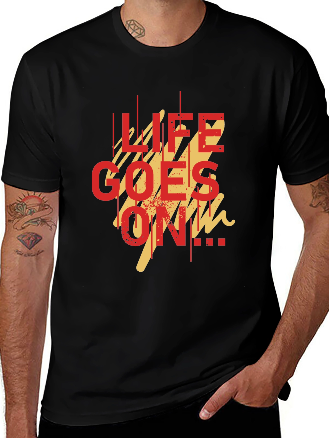 Life Goes On Graphic Tee - Black Casual T-Shirt