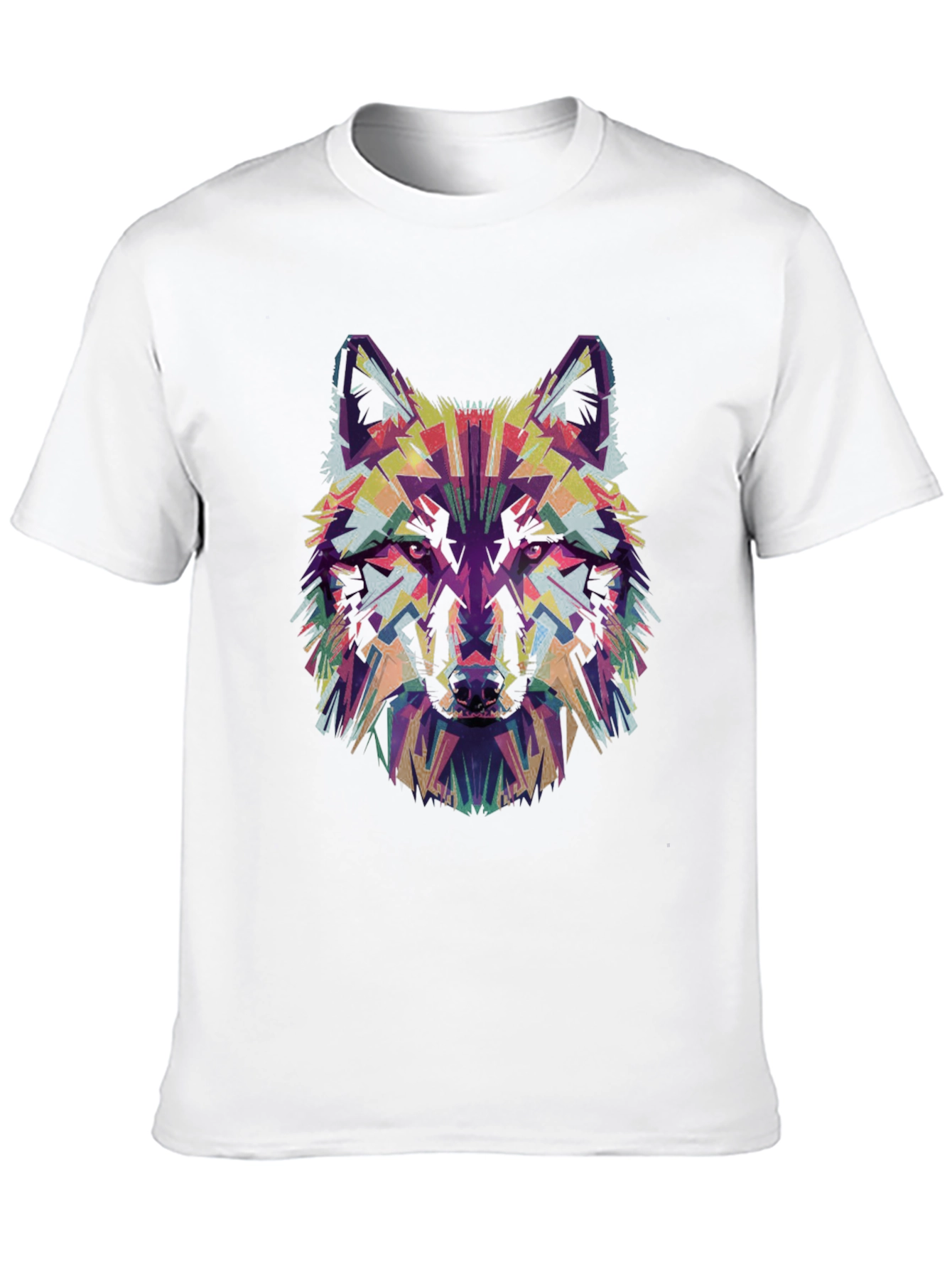 Abstract Wolf Head Graphic Print Black T-Shirt