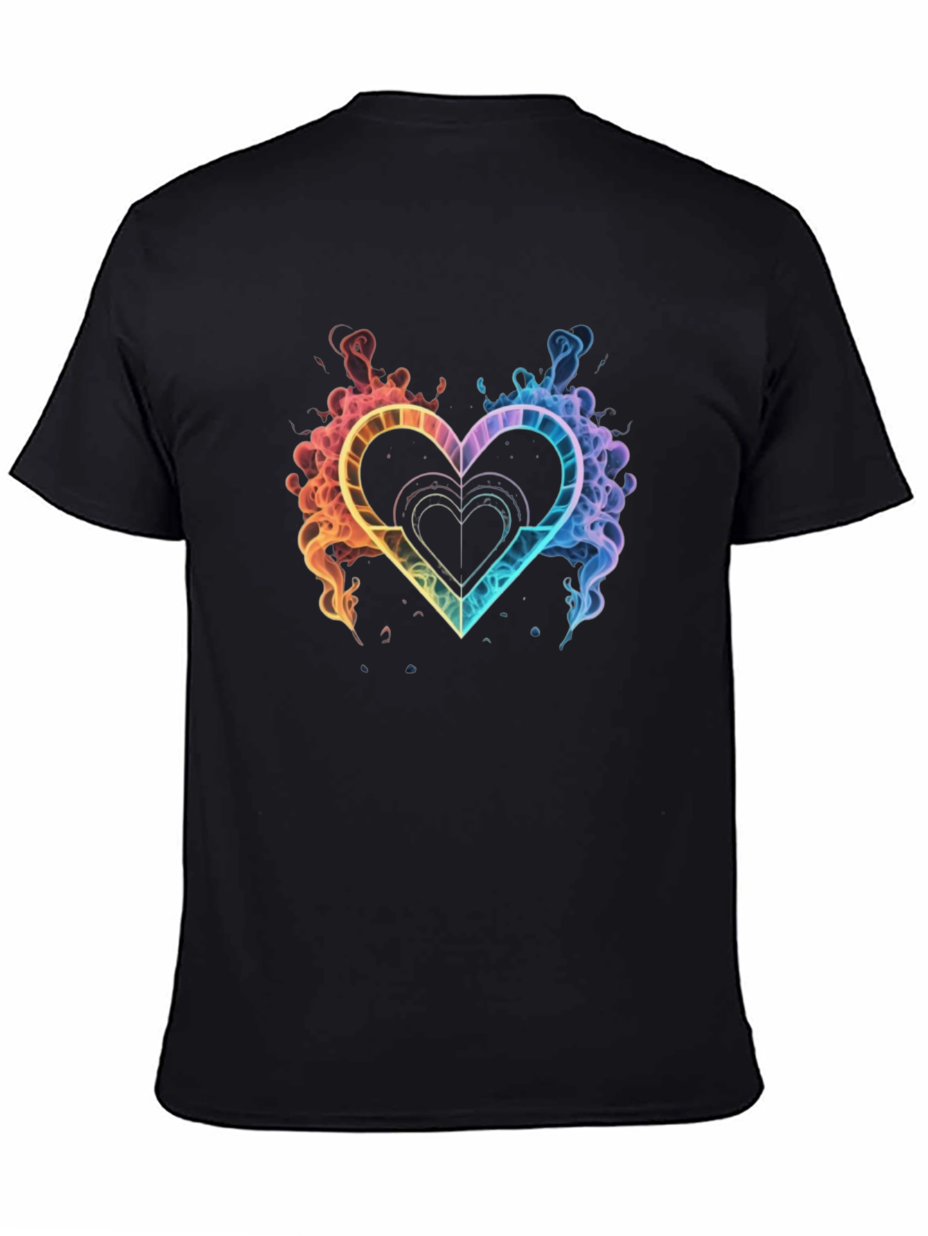 Rainbow Heart Graphic Tee - Stylish Black T-Shirt