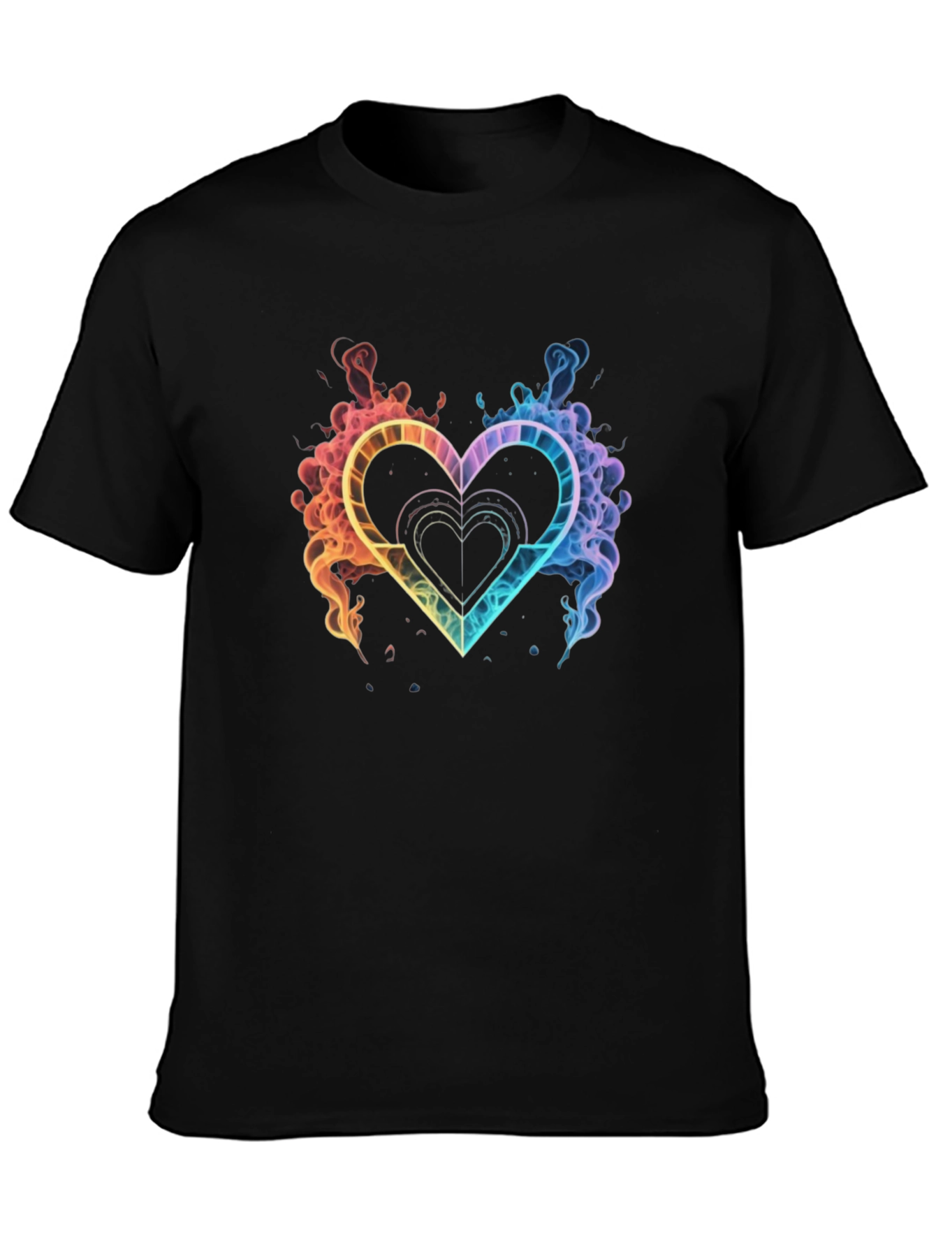 Rainbow Heart Graphic Tee - Stylish Black T-Shirt
