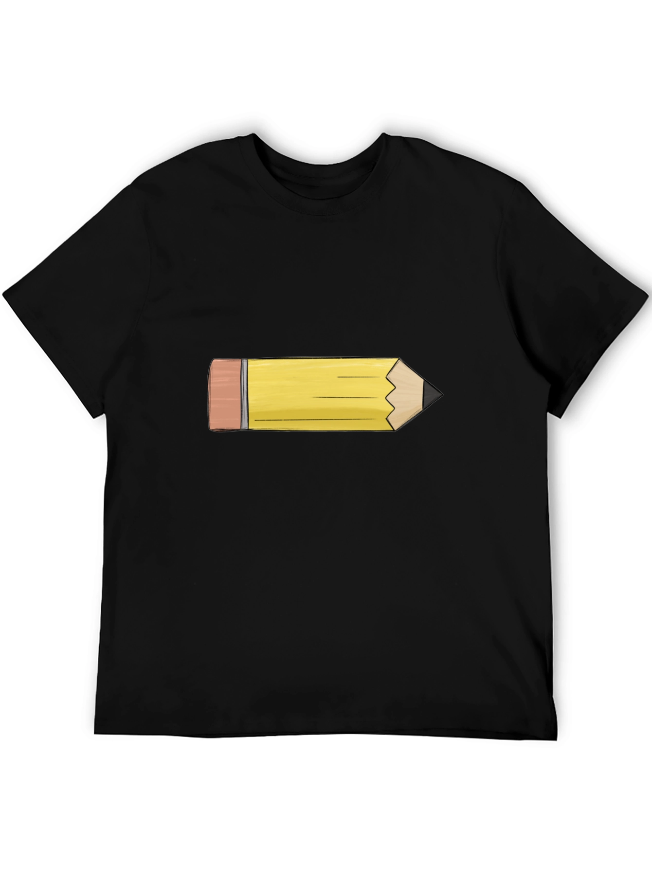 Pencil Graphic Tee - Black Cotton Casual Shirt