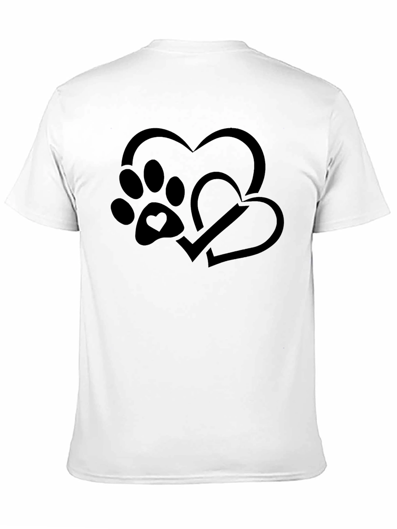 Paw Print Heart Graphic Tee - Unisex Black Shirt