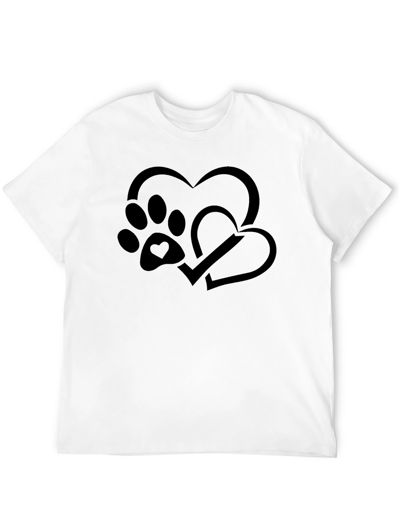 Paw Print Heart Graphic Tee - Unisex Black Shirt
