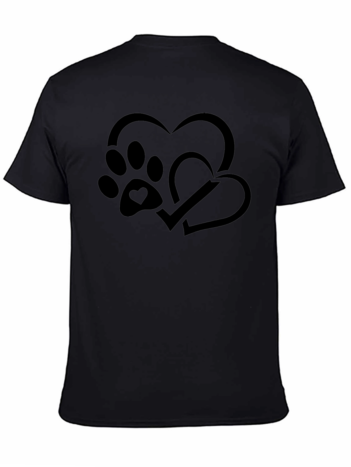 Paw Print Heart Graphic Tee - Unisex Black Shirt