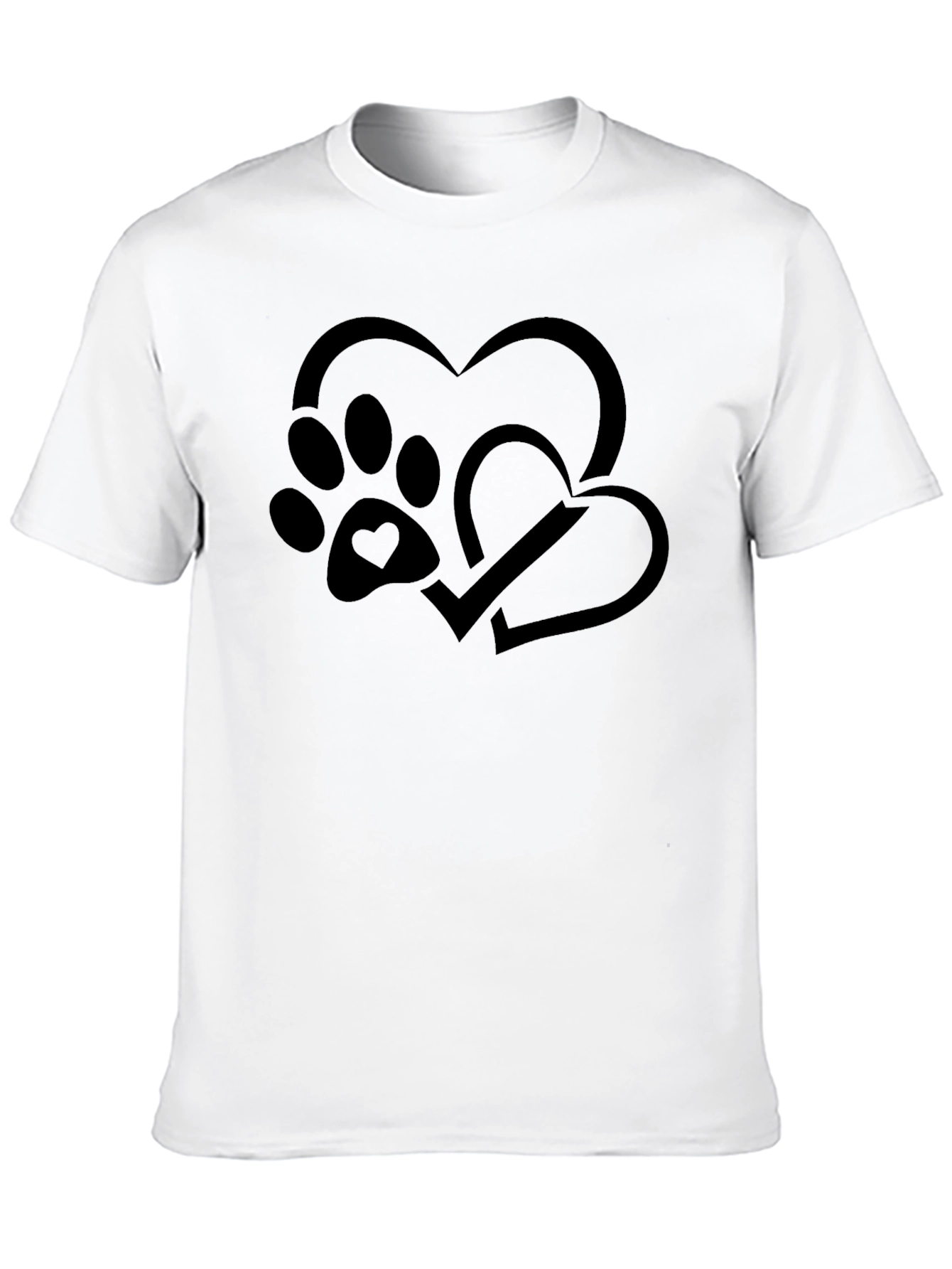 Paw Print Heart Graphic Tee - Unisex Black Shirt
