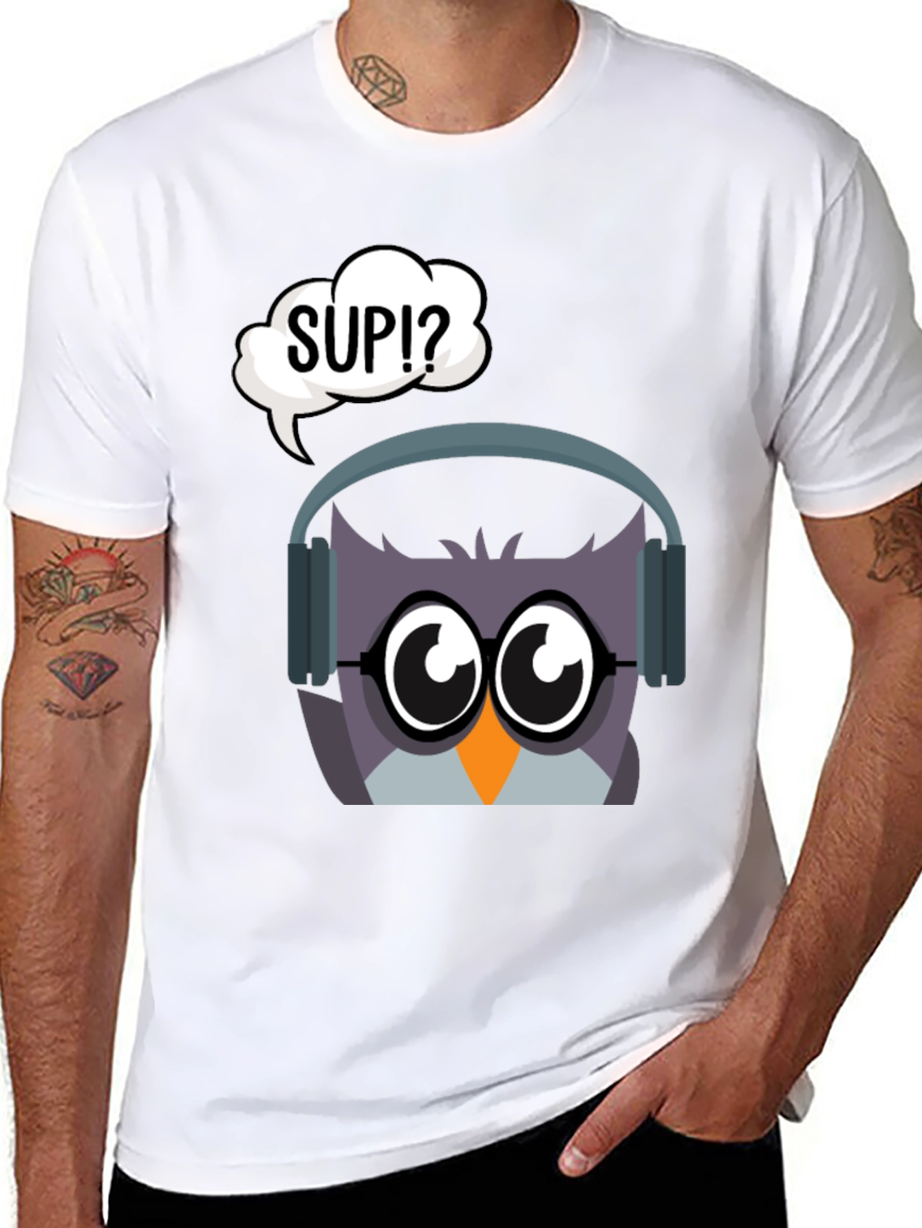 Owl with Headphones Graphic Tee - Sup!?