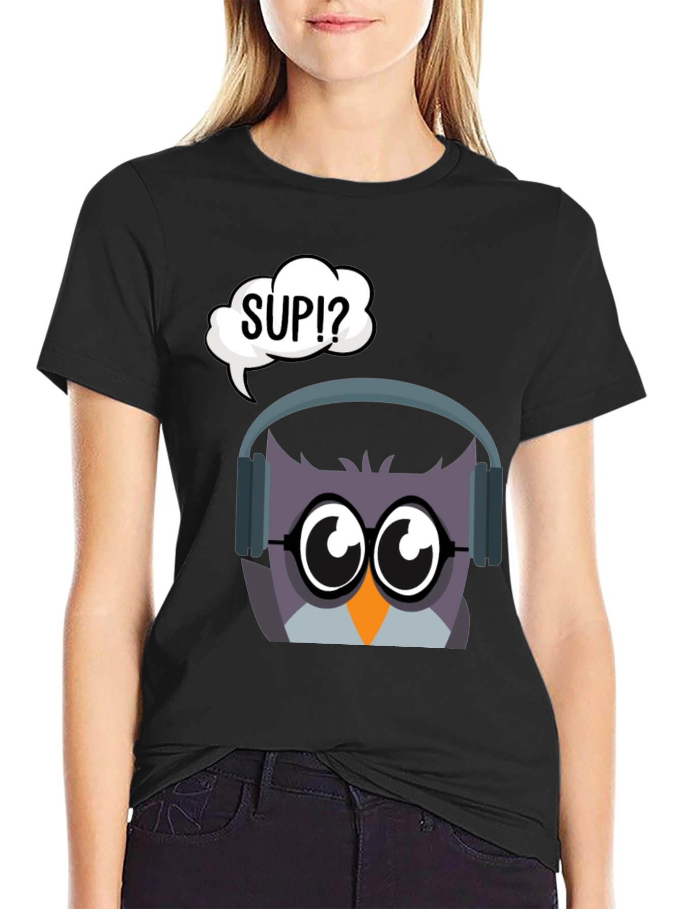 Owl with Headphones Graphic Tee - Sup!?