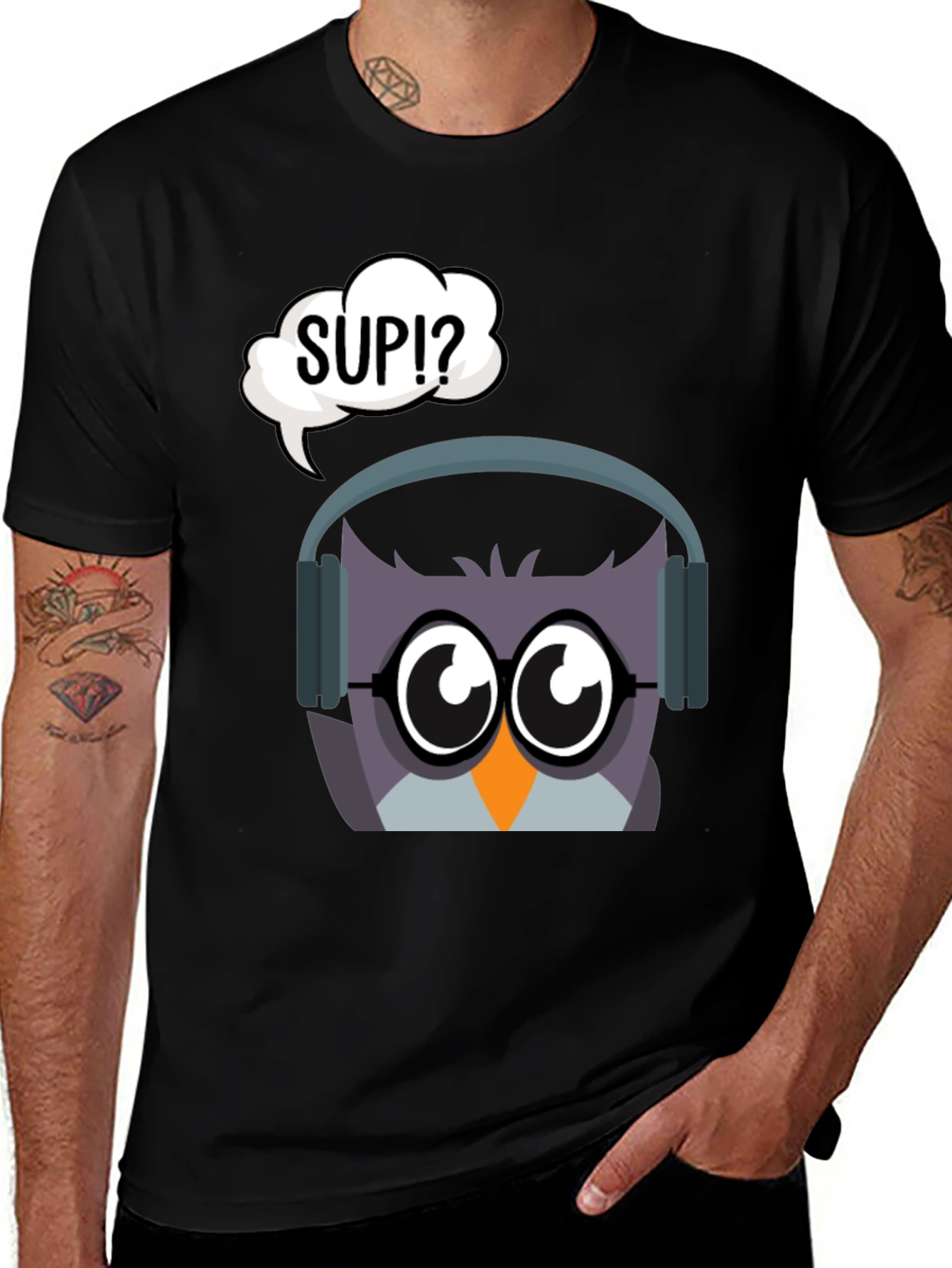 Owl with Headphones Graphic Tee - Sup!?