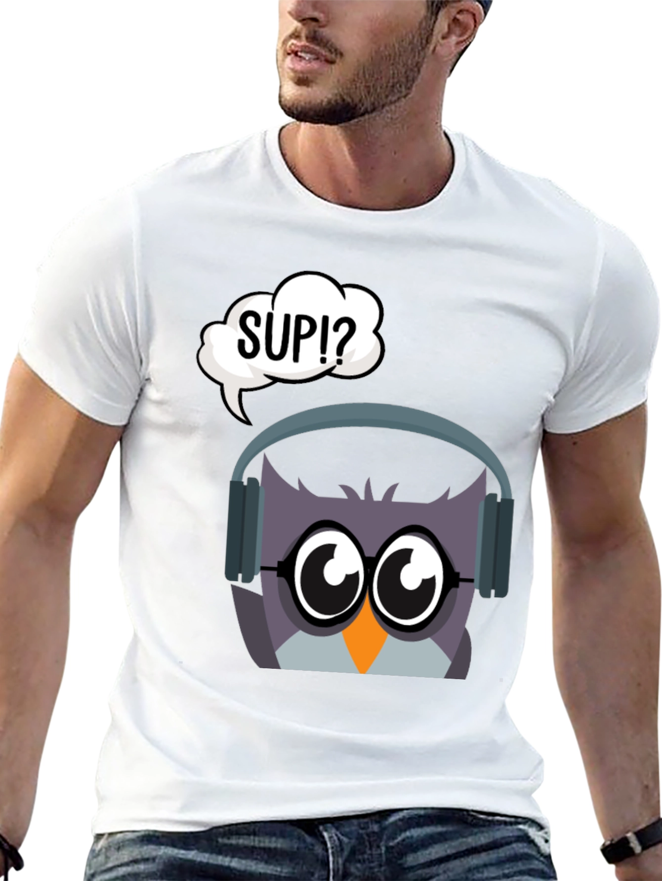 Owl with Headphones Graphic Tee - Sup!?