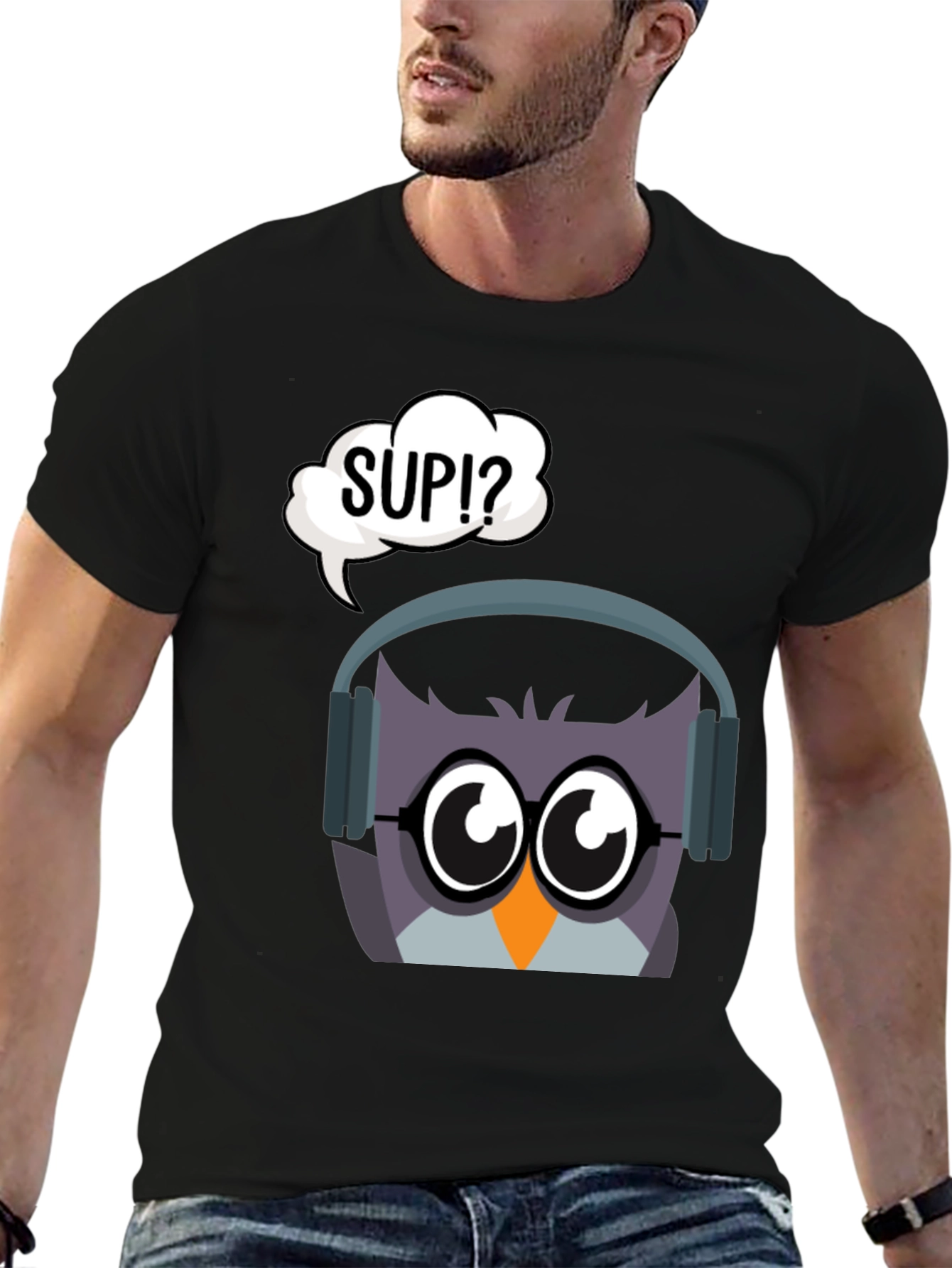 Owl with Headphones Graphic Tee - Sup!?