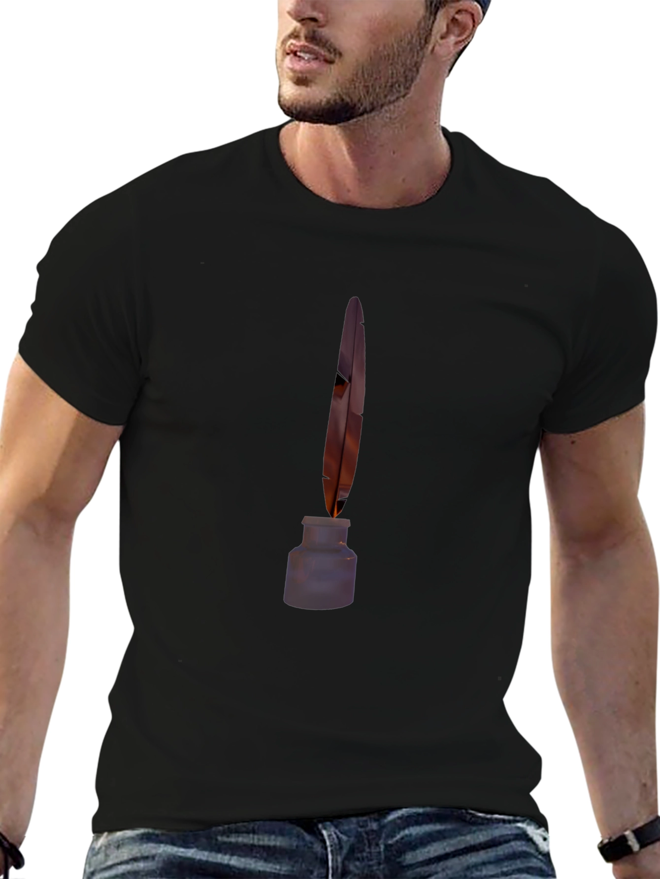 Quill & Ink Black Tee - Classic Writer Style