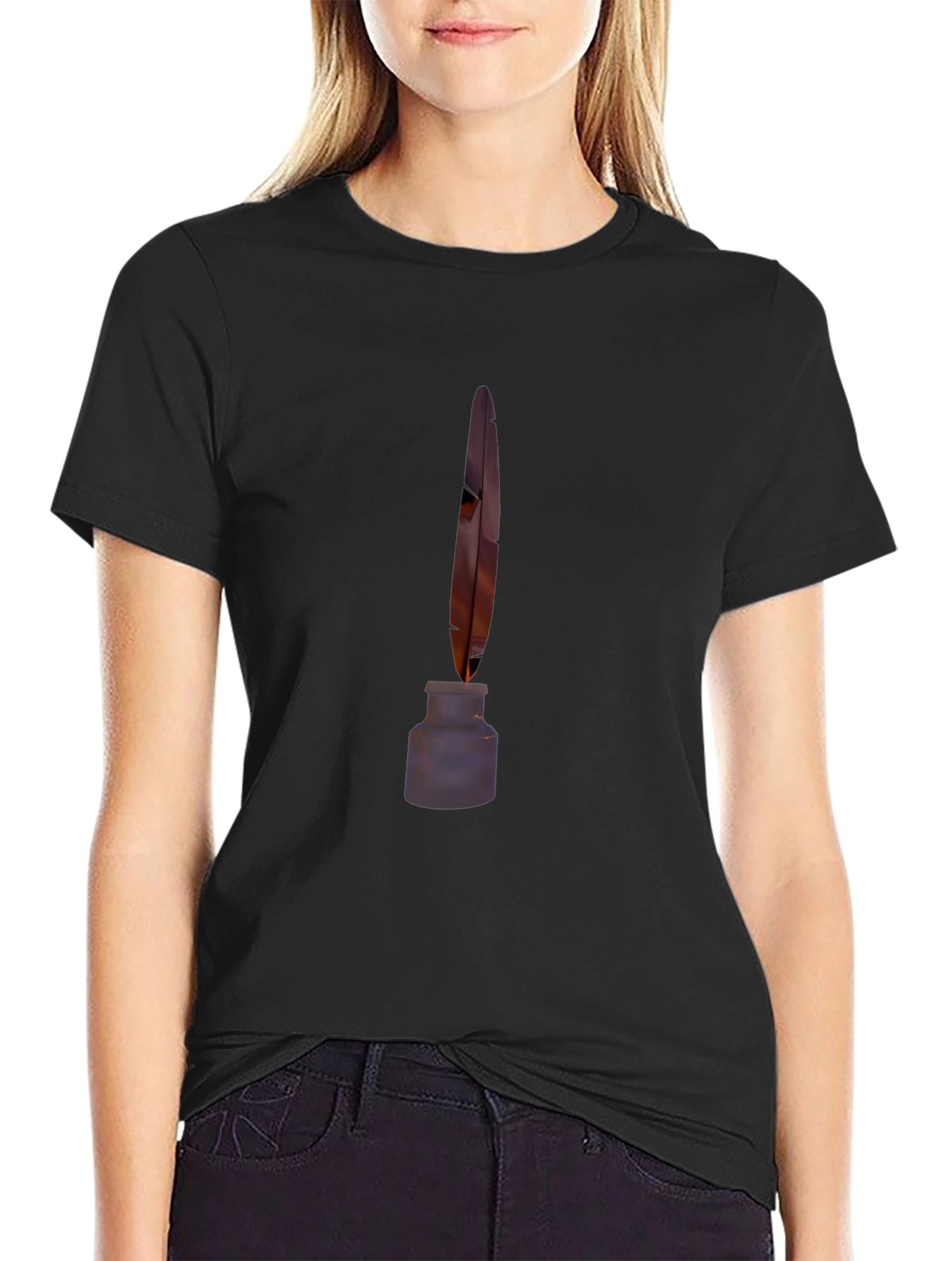 Quill & Ink Black Tee - Classic Writer Style