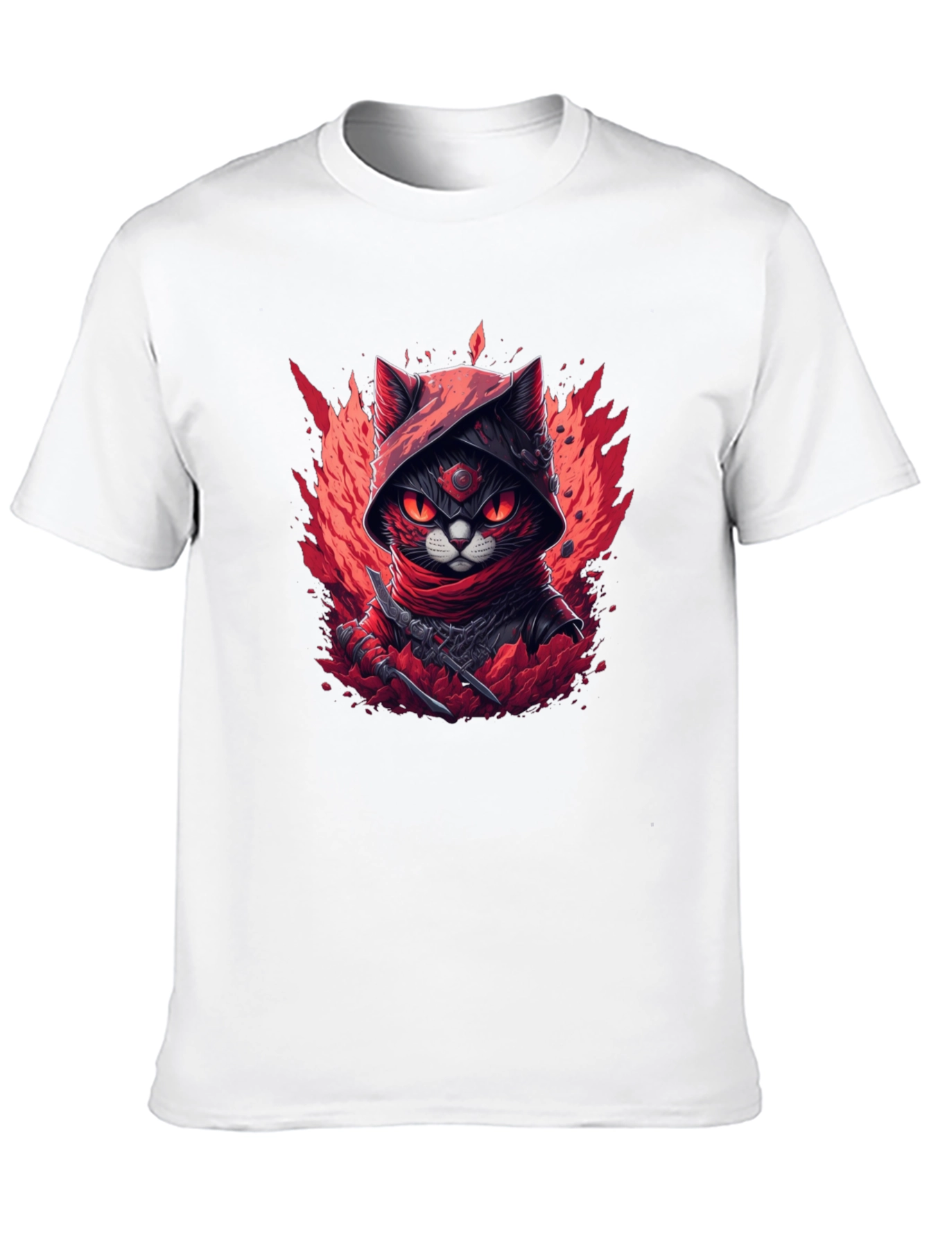Ninja Cat Graphic T-Shirt - Red & Black