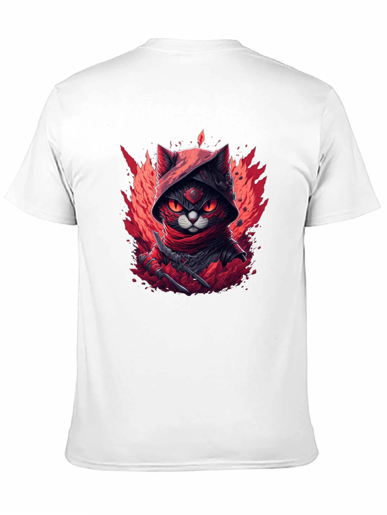 Ninja Cat Graphic T-Shirt - Red & Black