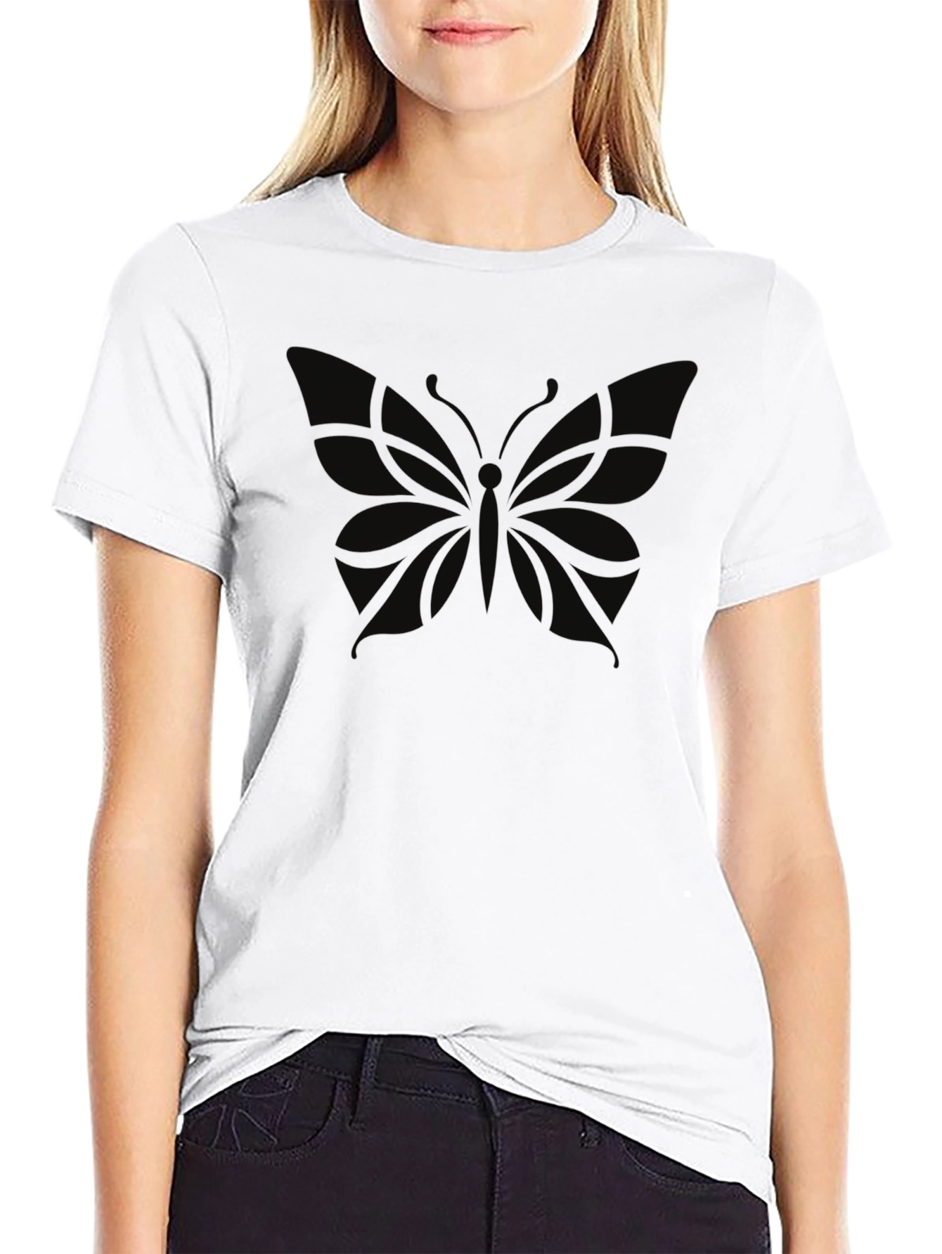 Mens Black Butterfly Graphic T-Shirt