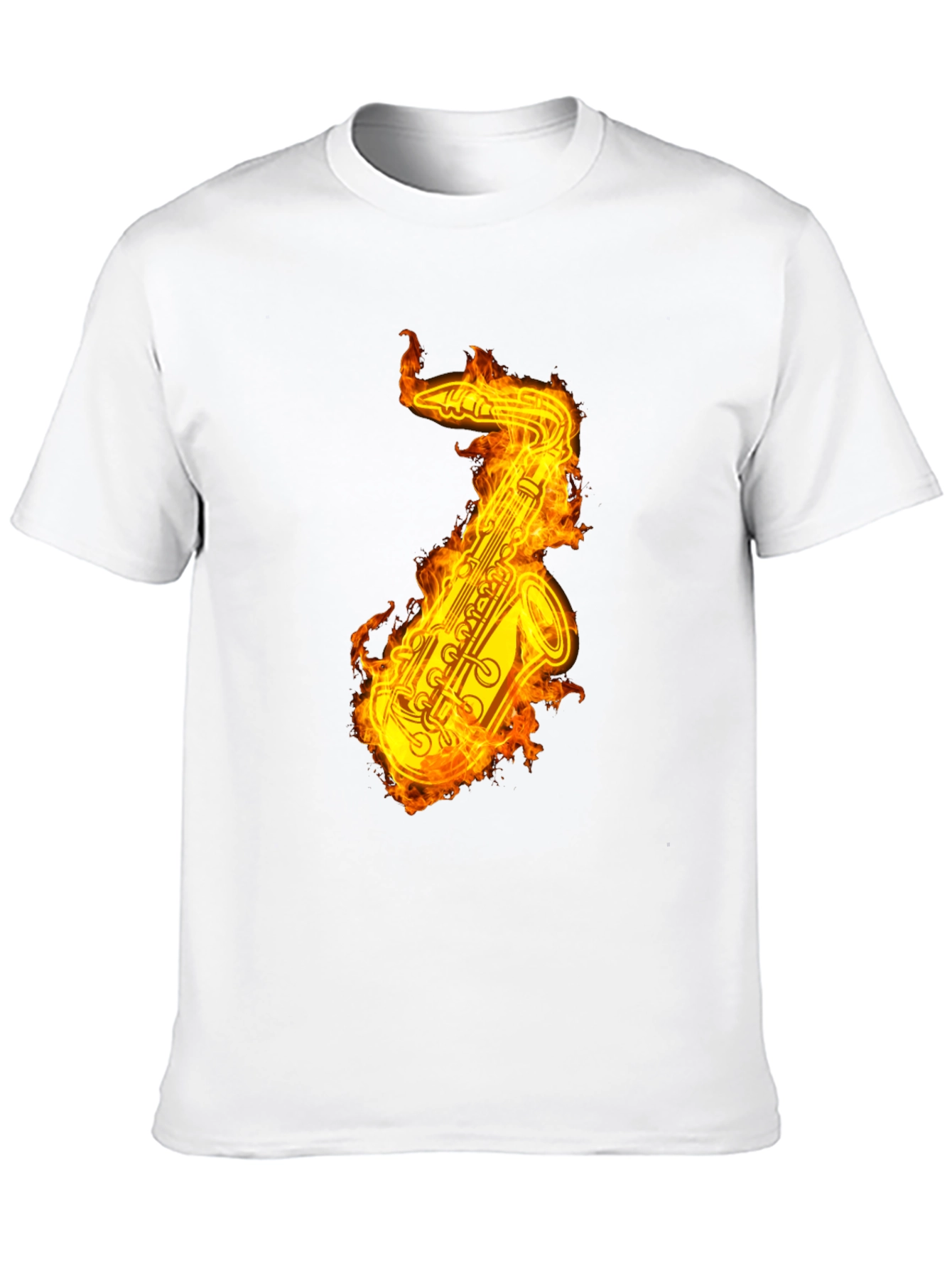 Flaming Saxophone Graphic Tee - Black