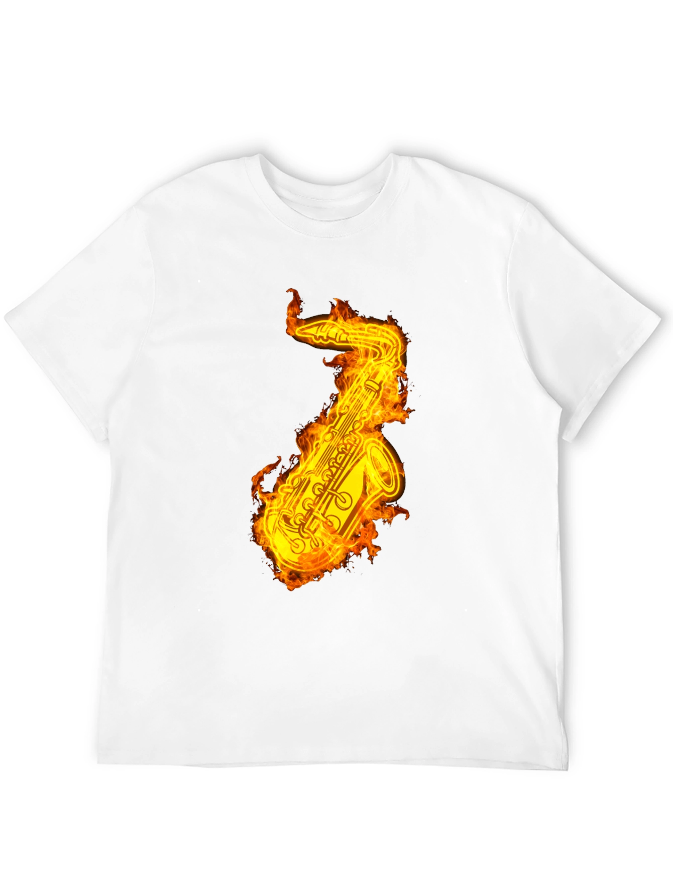 Flaming Saxophone Graphic Tee - Black