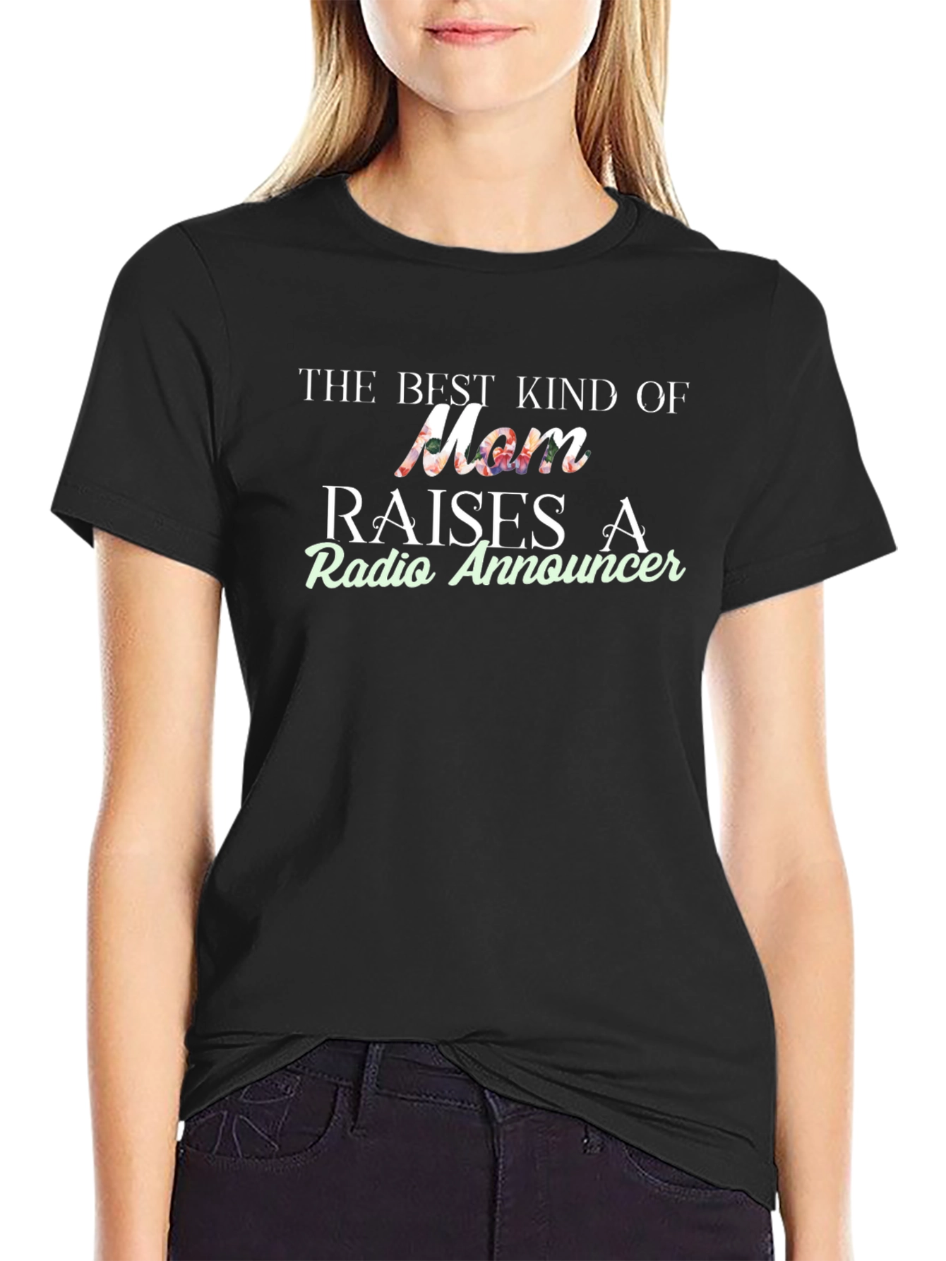 Best Mom Radio Announcer Black Graphic T-Shirt