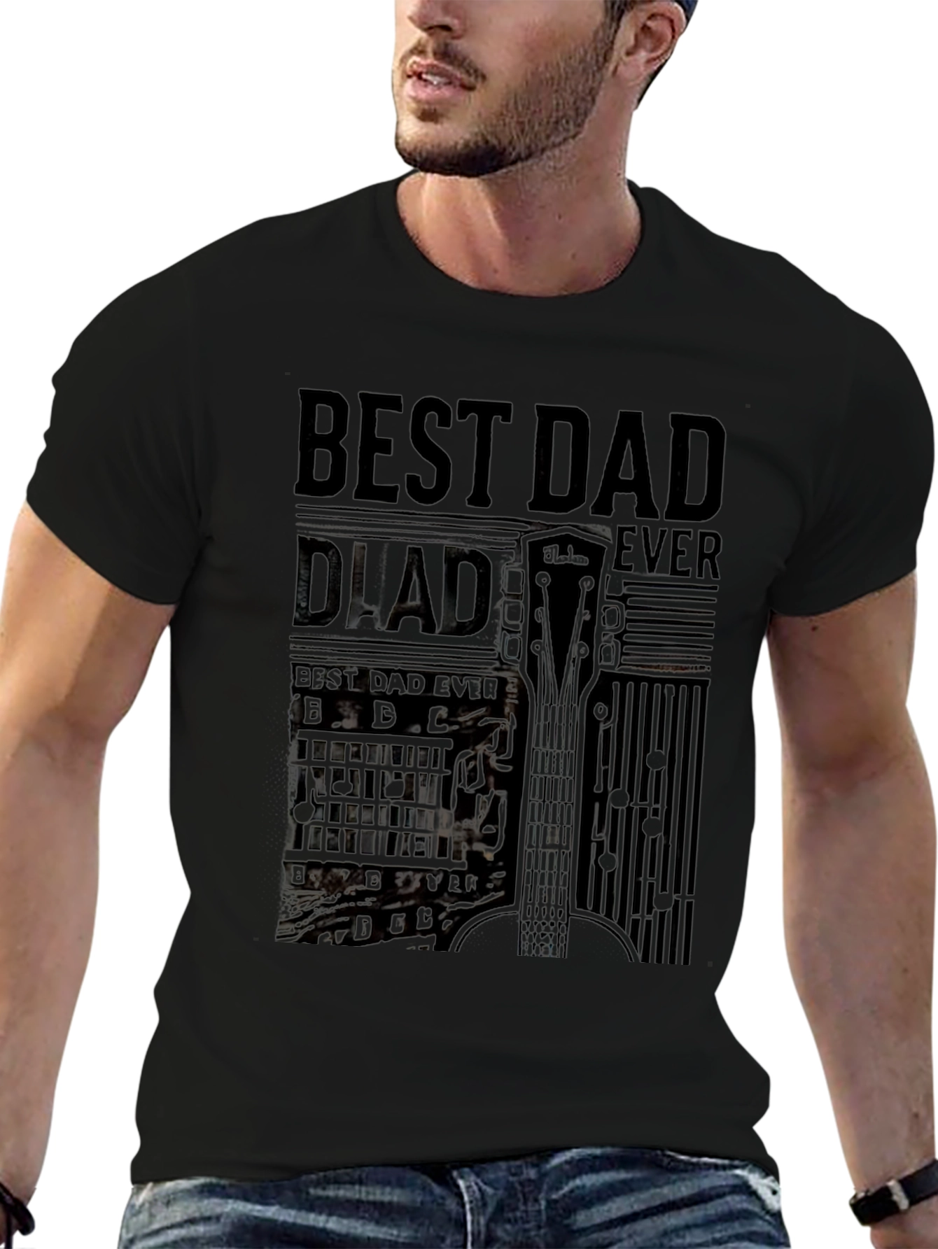 Best Dad Ever Graphic Tee - Guitar Loving Fathers!