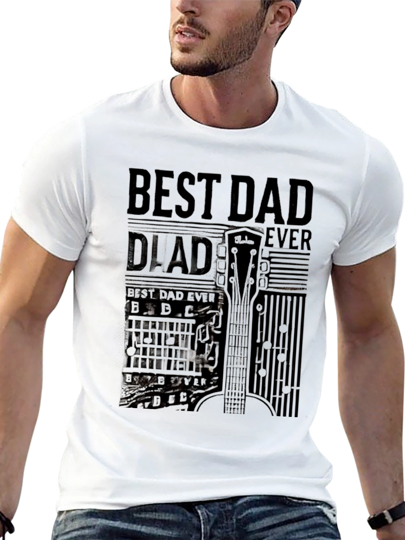 Best Dad Ever Graphic Tee - Guitar Loving Fathers!